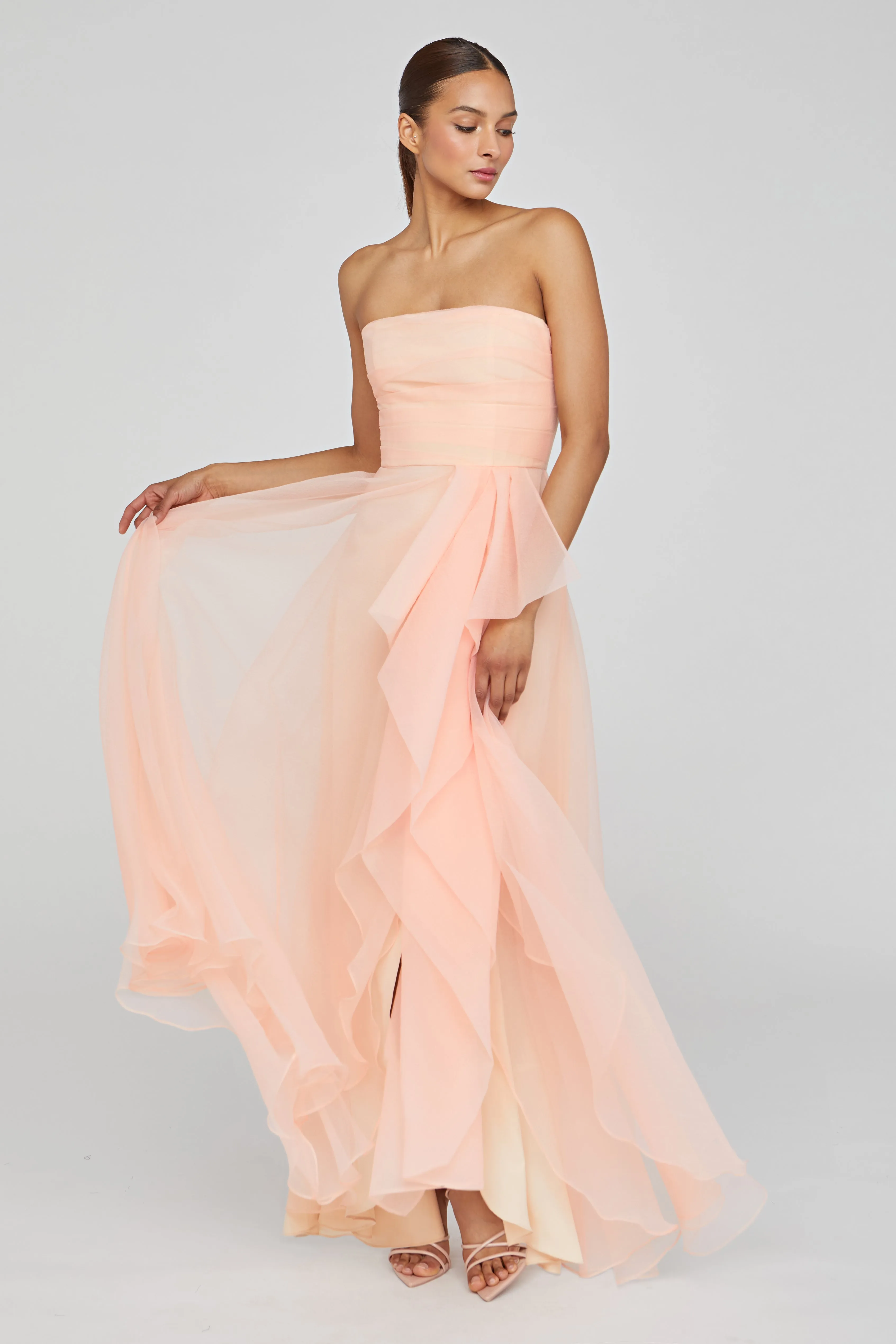 Teresa Strapless Draped Gown sold by Theia product image thumbnail 4