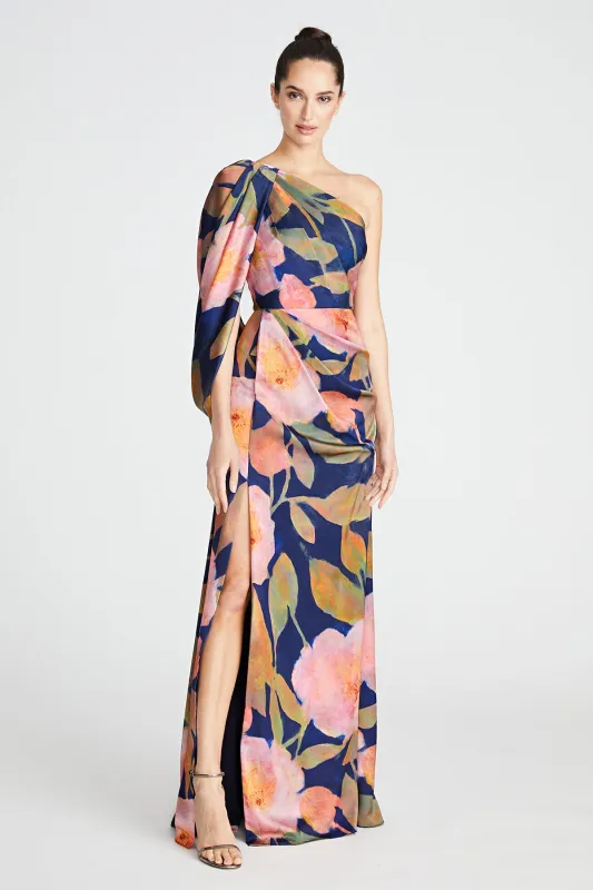 Abby One Shoulder Draped Gown sold by Theia