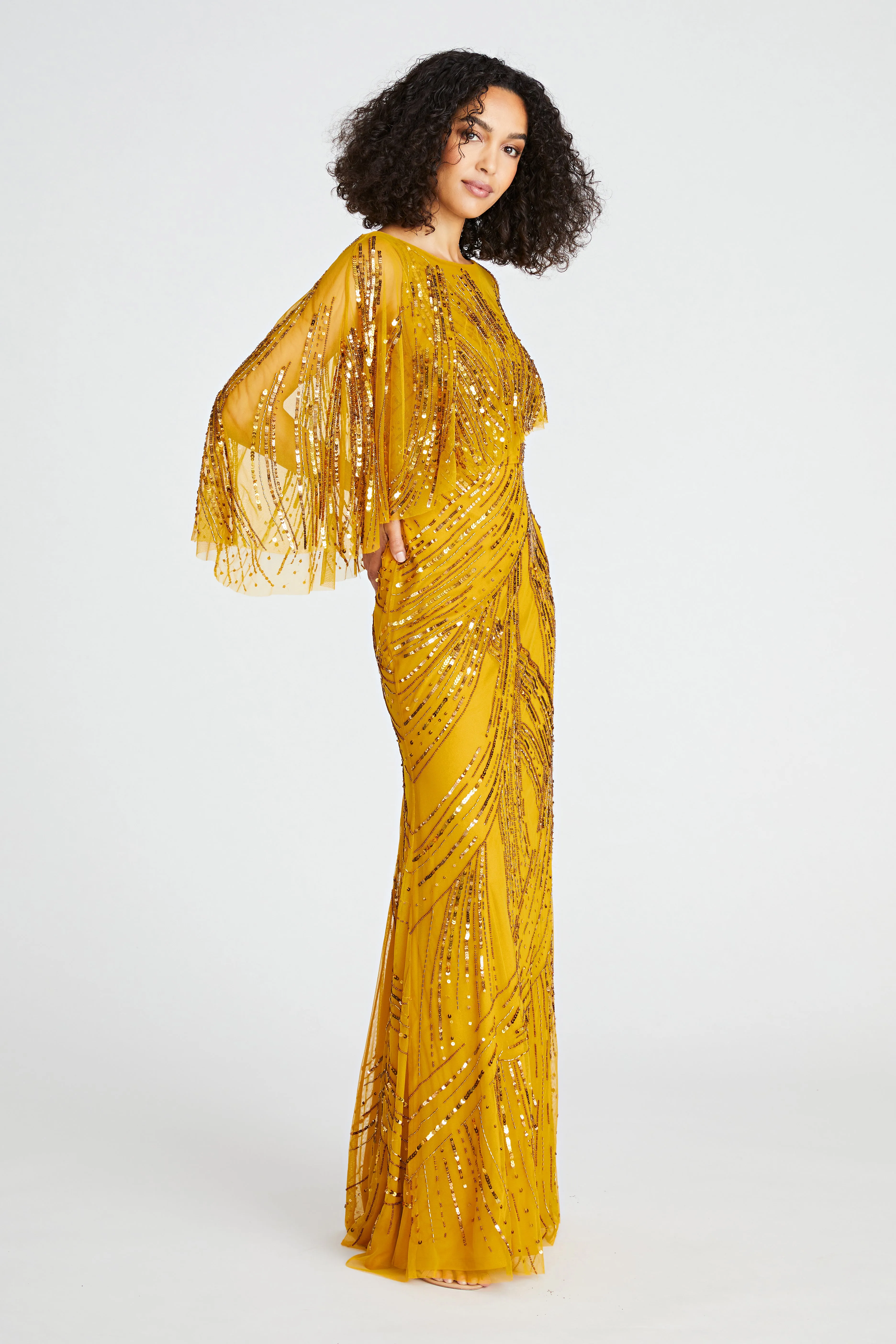 Ayla Beaded Shawl Gown sold by Theia product image thumbnail 3