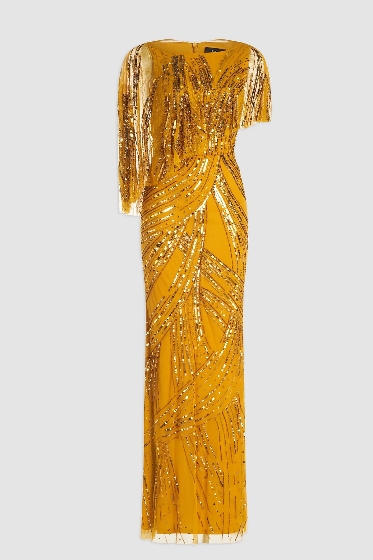 Ayla Beaded Shawl Gown sold by Theia product image thumbnail 5