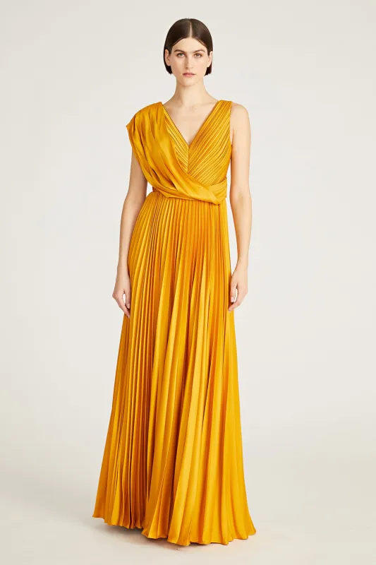 Breann Pleated Satin Gown sold by Theia