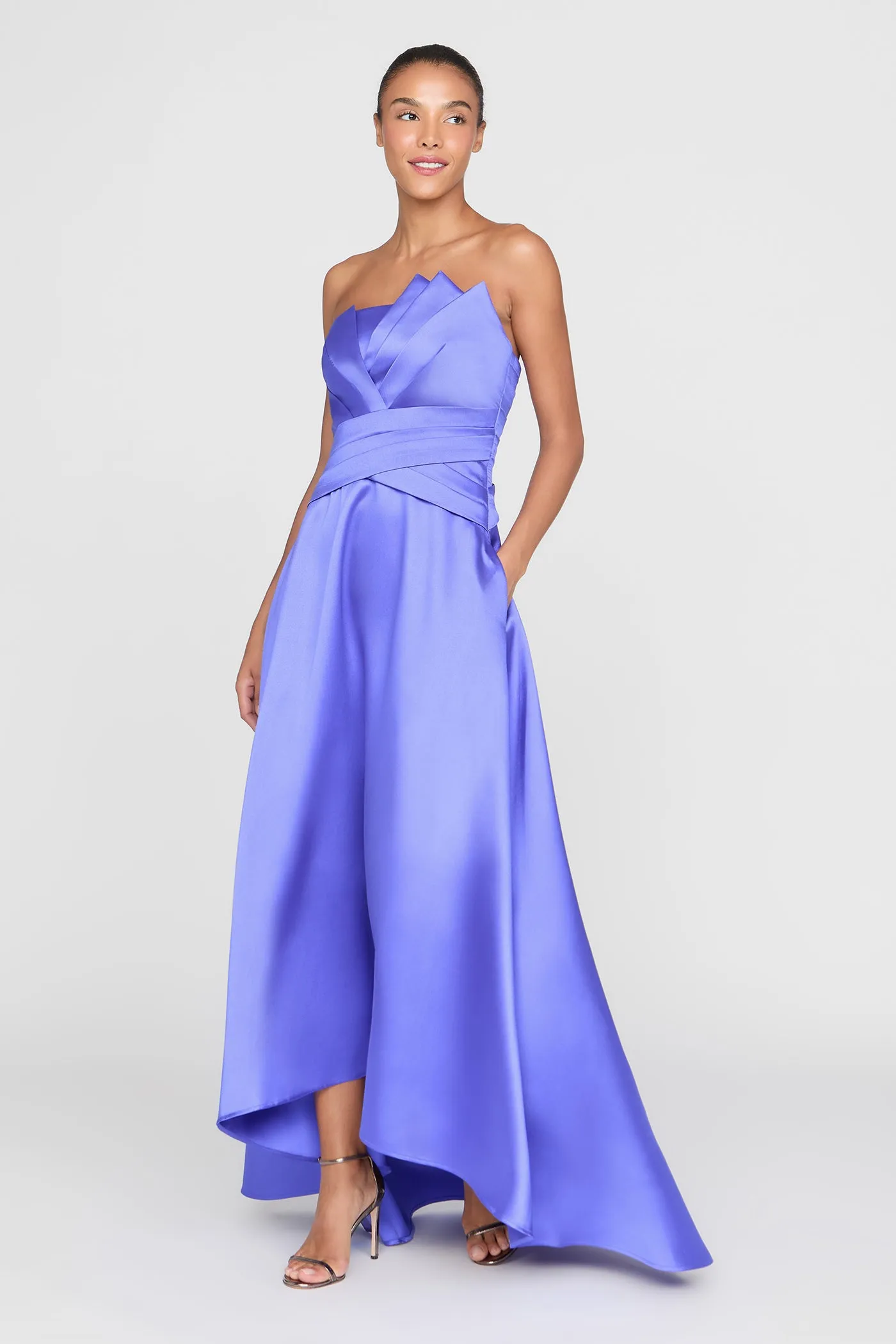 Coco High Low Mikado Gown sold by Theia product image thumbnail 4