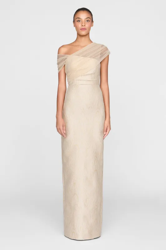 Zara Draped Shawl Column Dress sold by Theia
