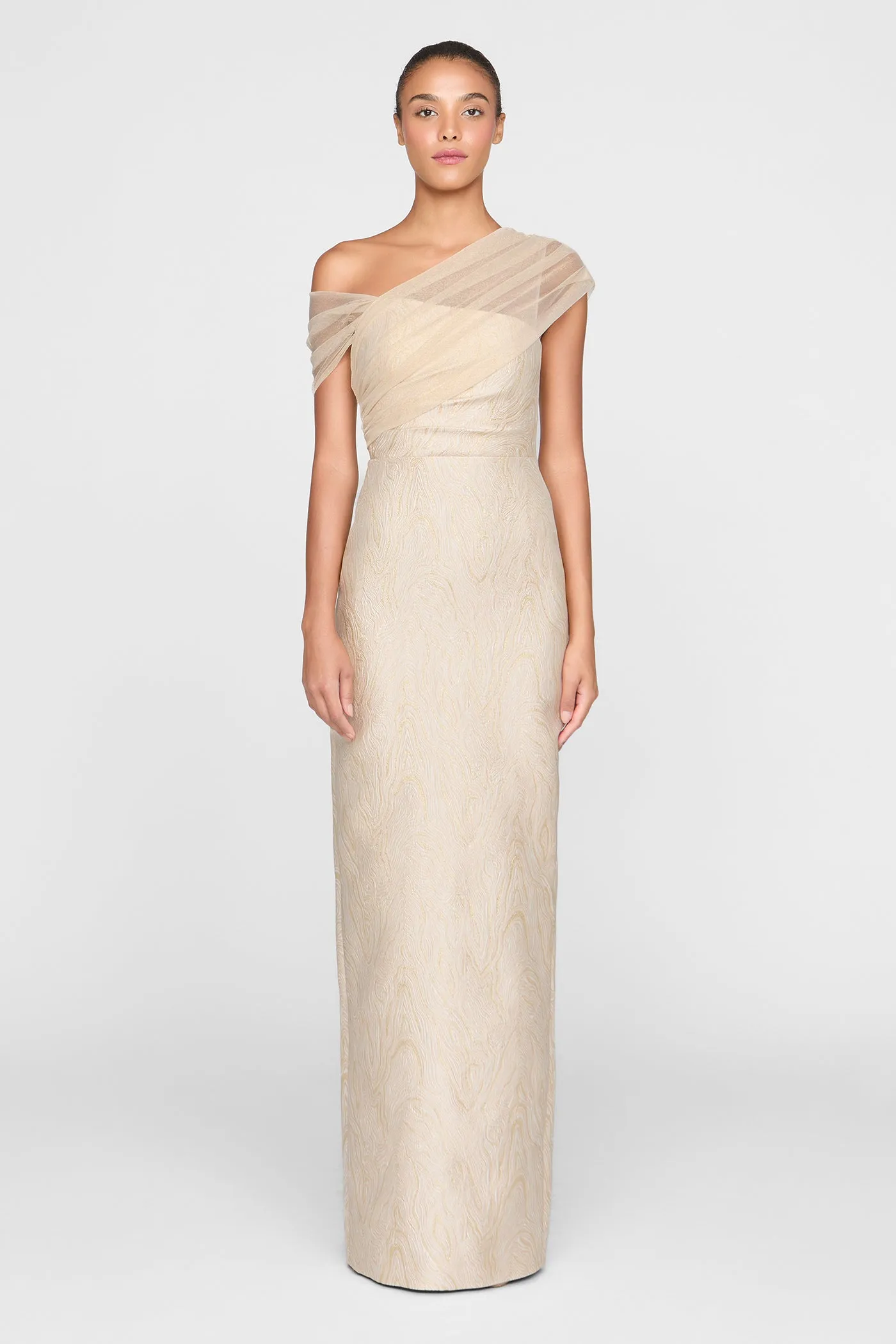 Zara Draped Shawl Column Dress sold by Theia