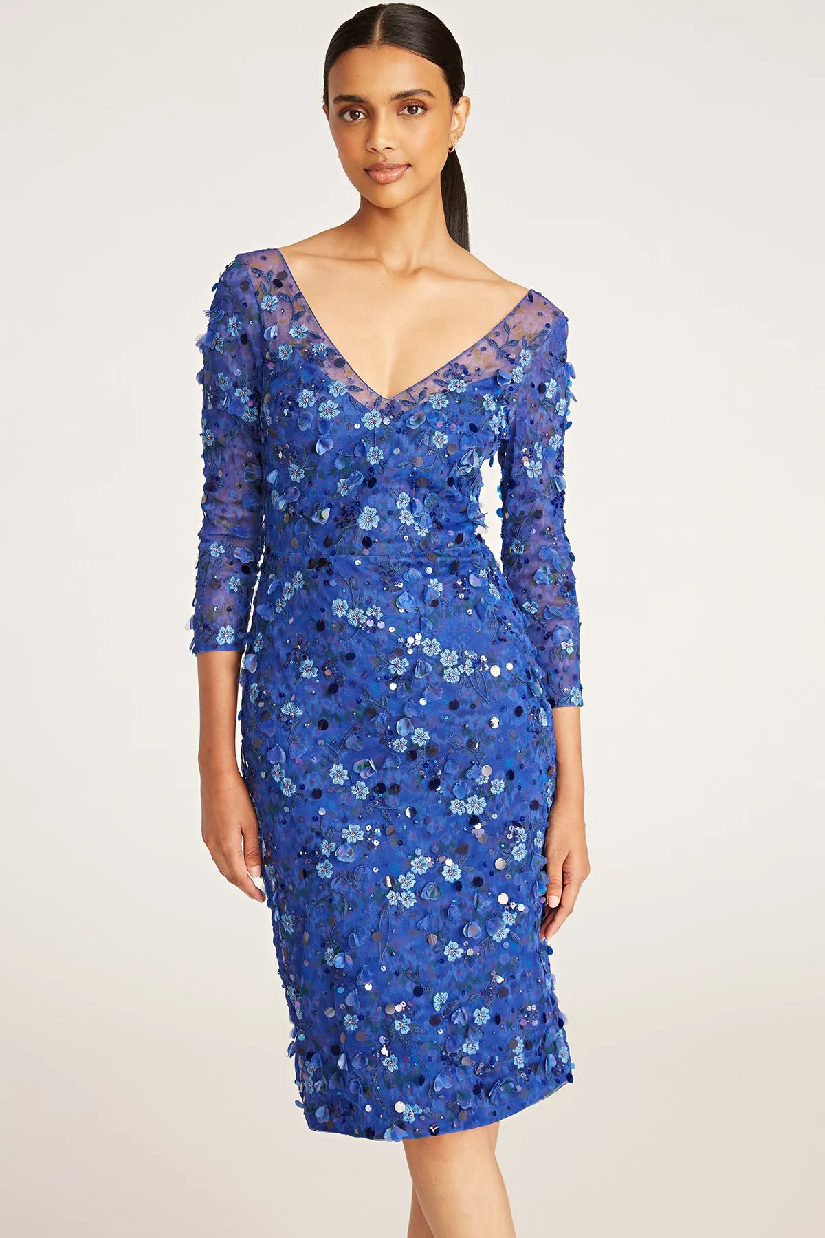 Elodie V Neck Beaded Dress sold by Theia product image thumbnail 4
