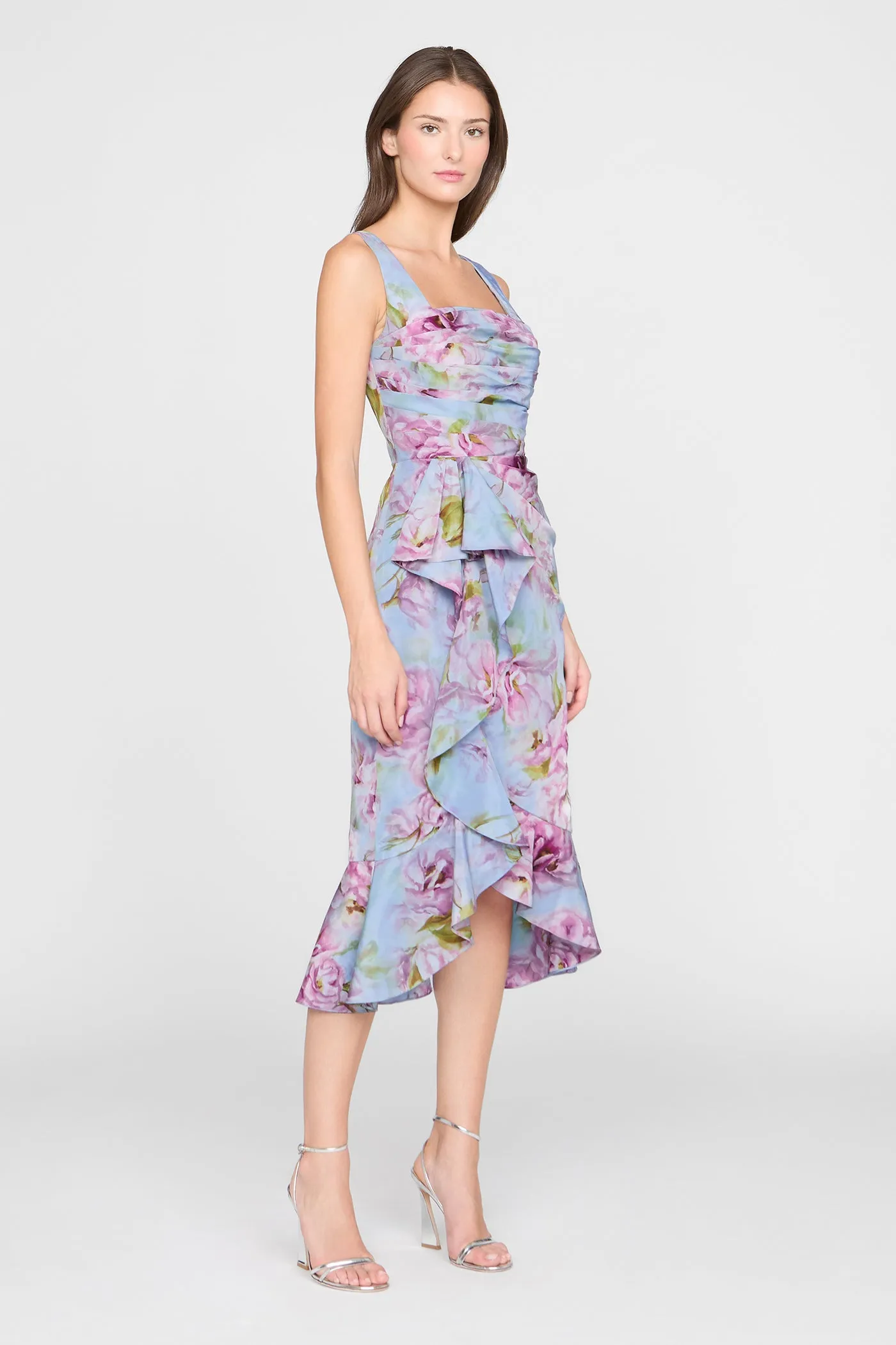 Livia Printed Taffeta Dress sold by Theia product image thumbnail 3