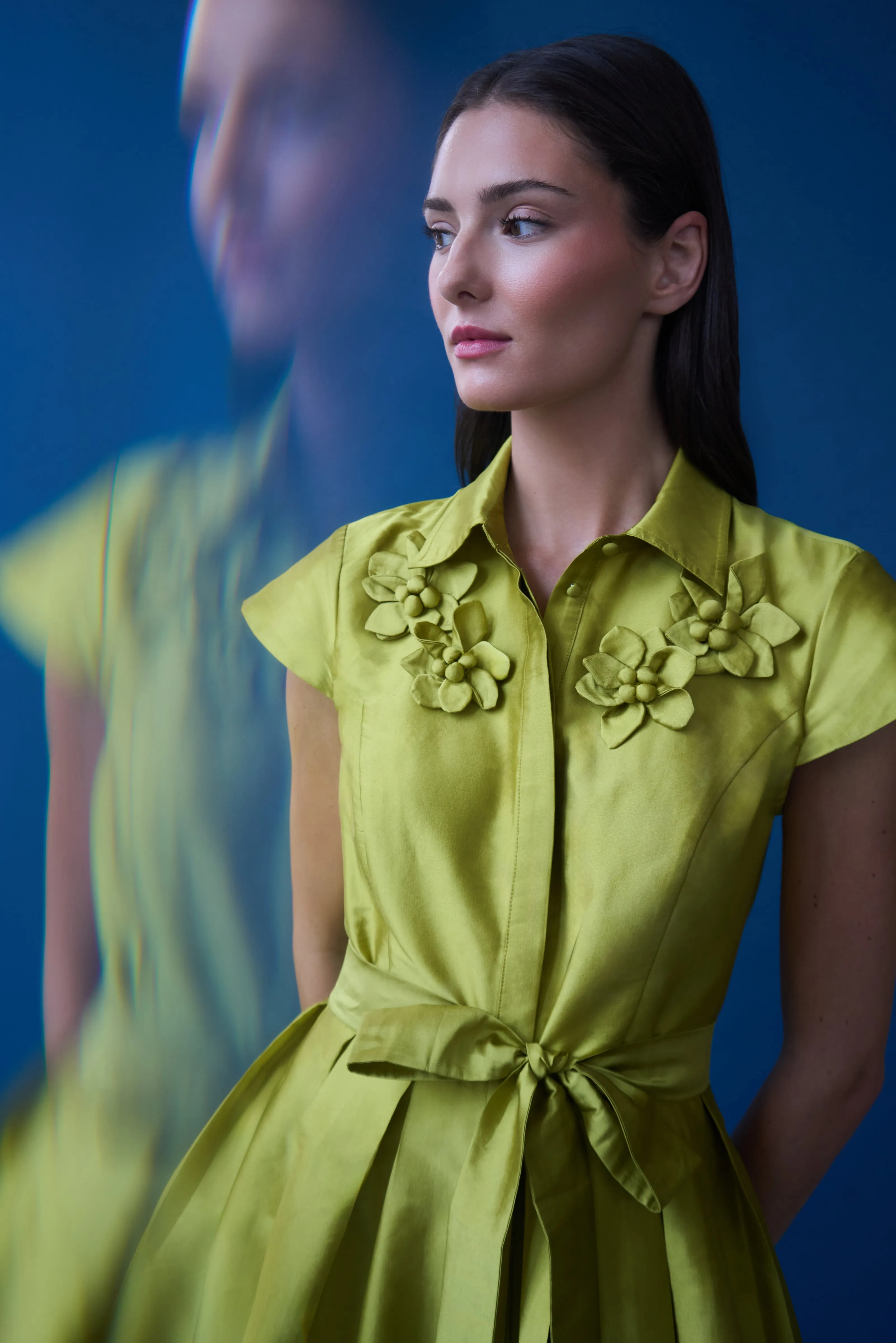 Vada Taffeta Shirt Dress sold by Theia product image thumbnail 2