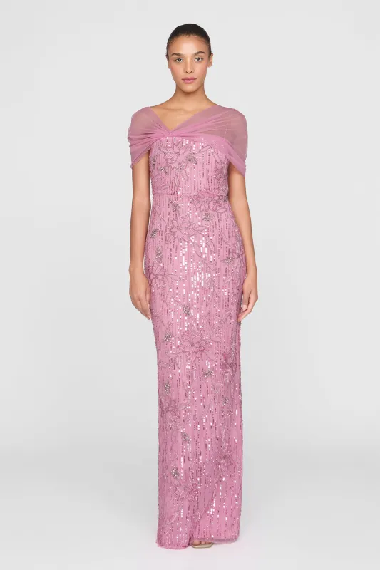 Clover Shawl Draped Gown made by Theia