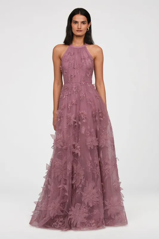 Lux Floral Embroidered Gown made by Theia