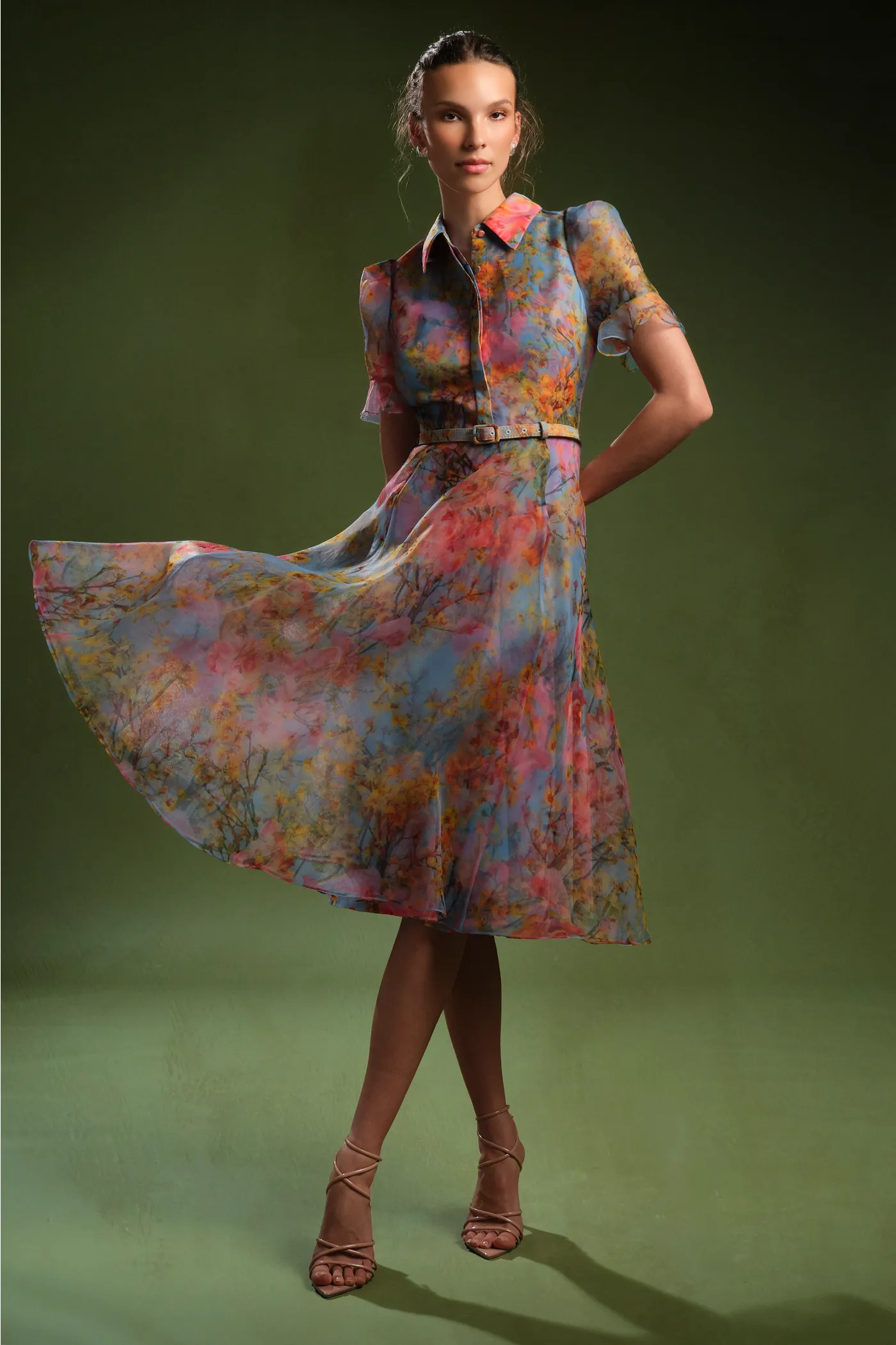 Marcel Organza Shirt Dress sold by Theia product image thumbnail 2