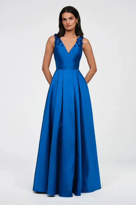 Velina Mikado V Neck Gown made by Theia