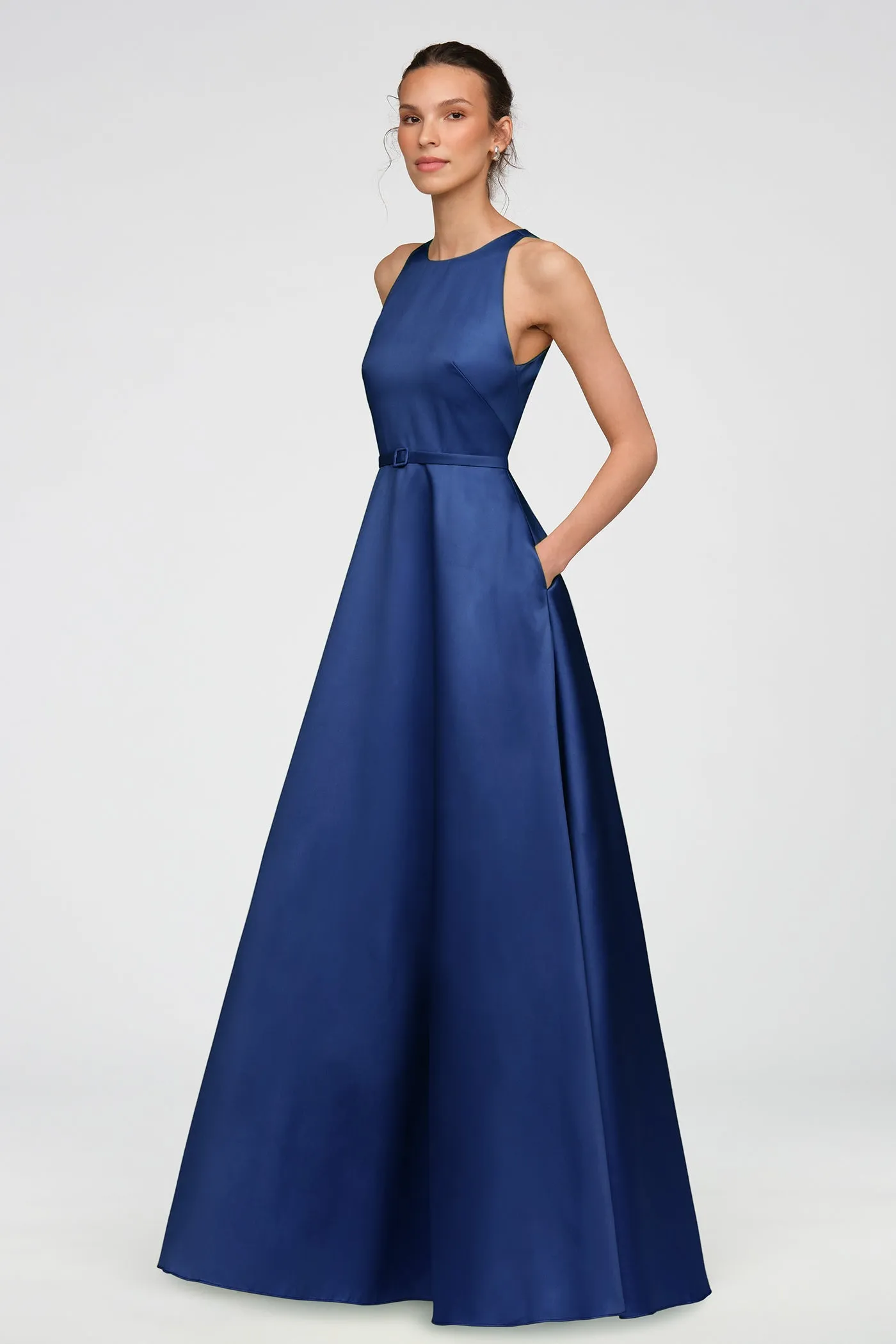 Minta Mikado Halter Gown sold by Theia product image thumbnail 4