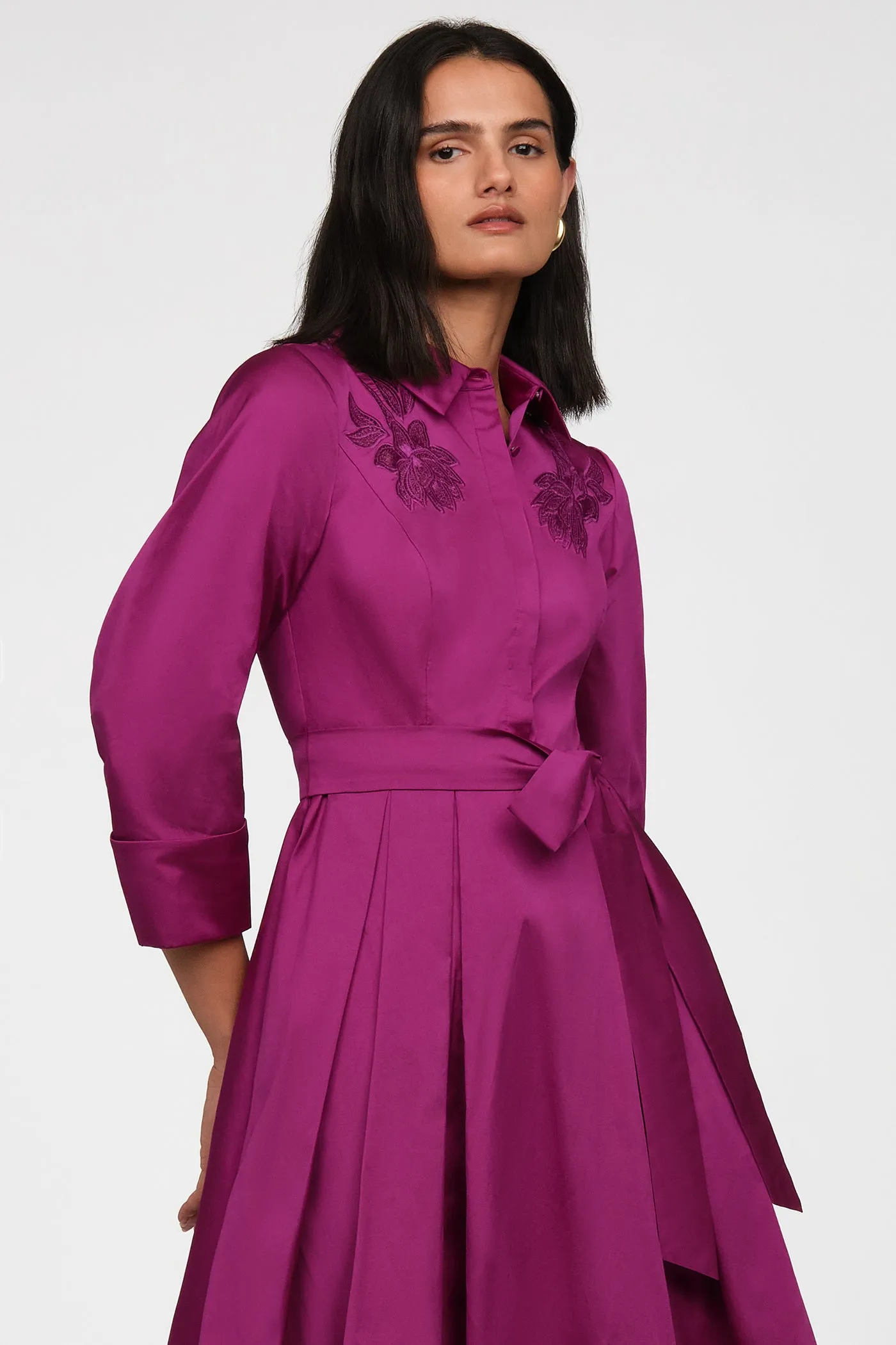 Rosemary Taffeta Shirt Dress sold by Theia product image thumbnail 5