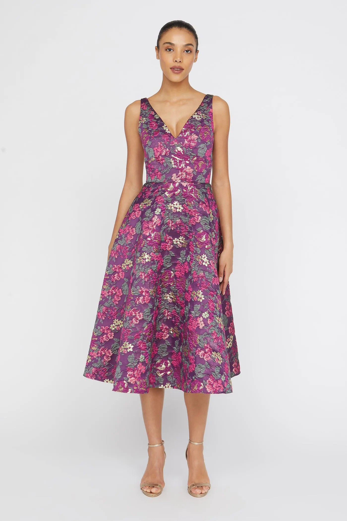 Pia Jacquard Tea Length Dress sold by Theia