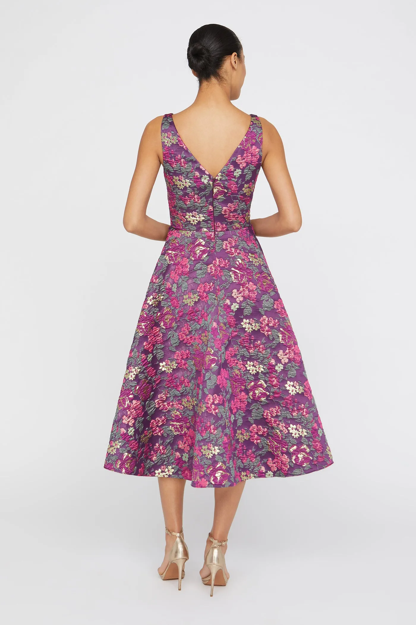 Pia Jacquard Tea Length Dress sold by Theia product image thumbnail 2