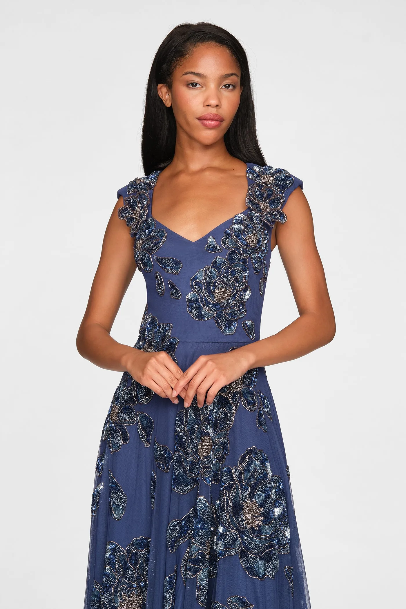 Alexis Beaded Scallop Gown sold by Theia product image thumbnail 4