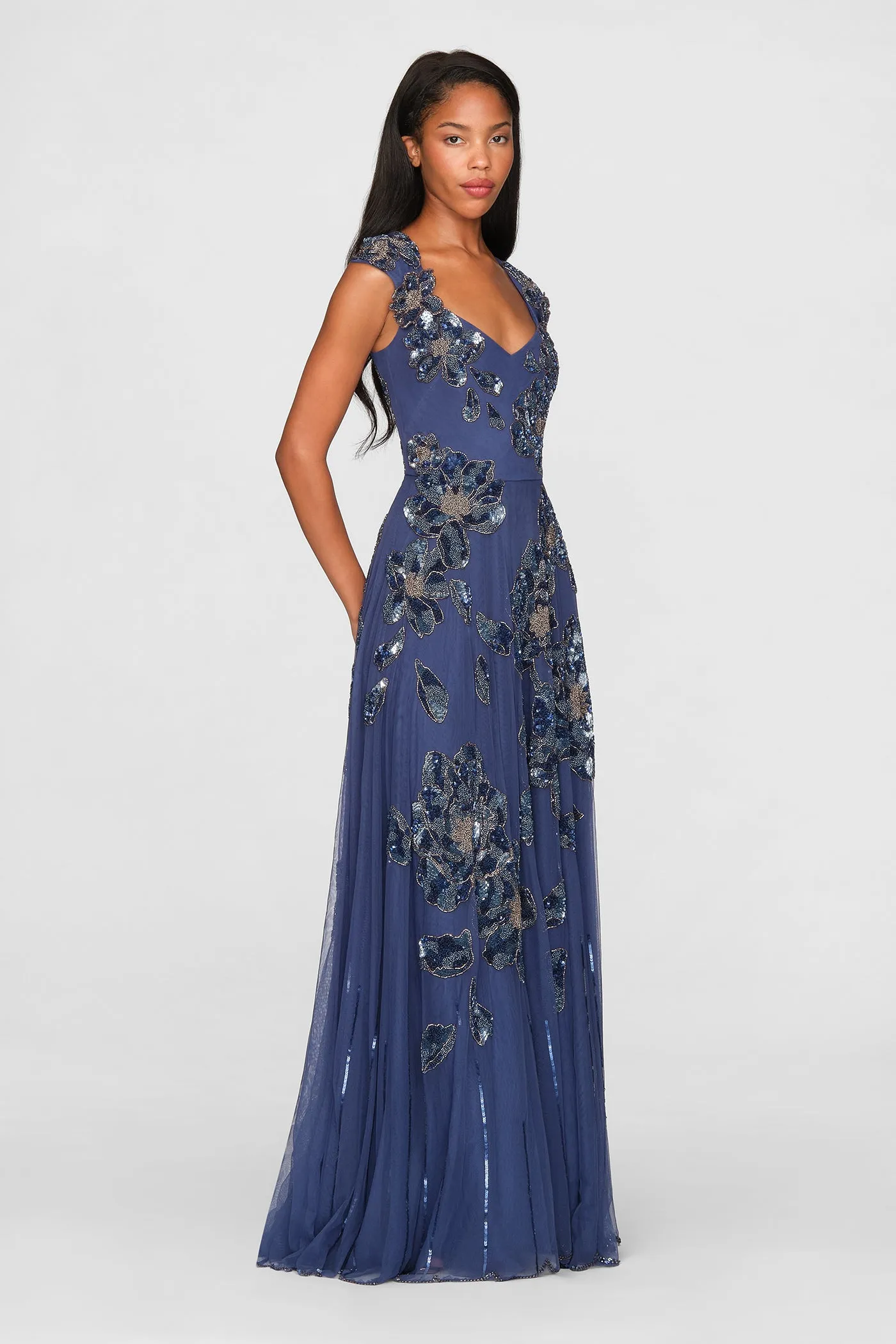 Alexis Beaded Scallop Gown sold by Theia product image thumbnail 5