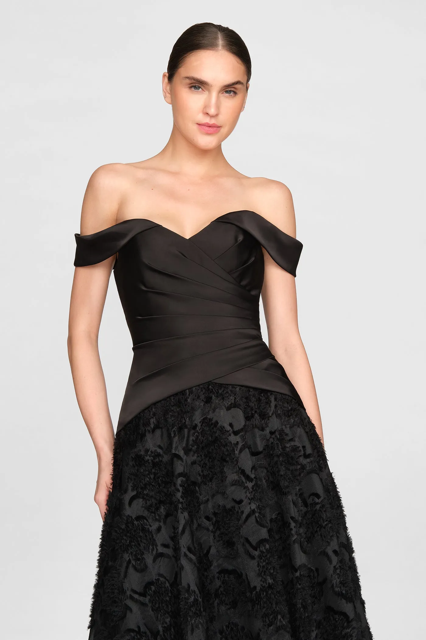 Lila Off Shoulder A Line Dress sold by Theia product image thumbnail 4