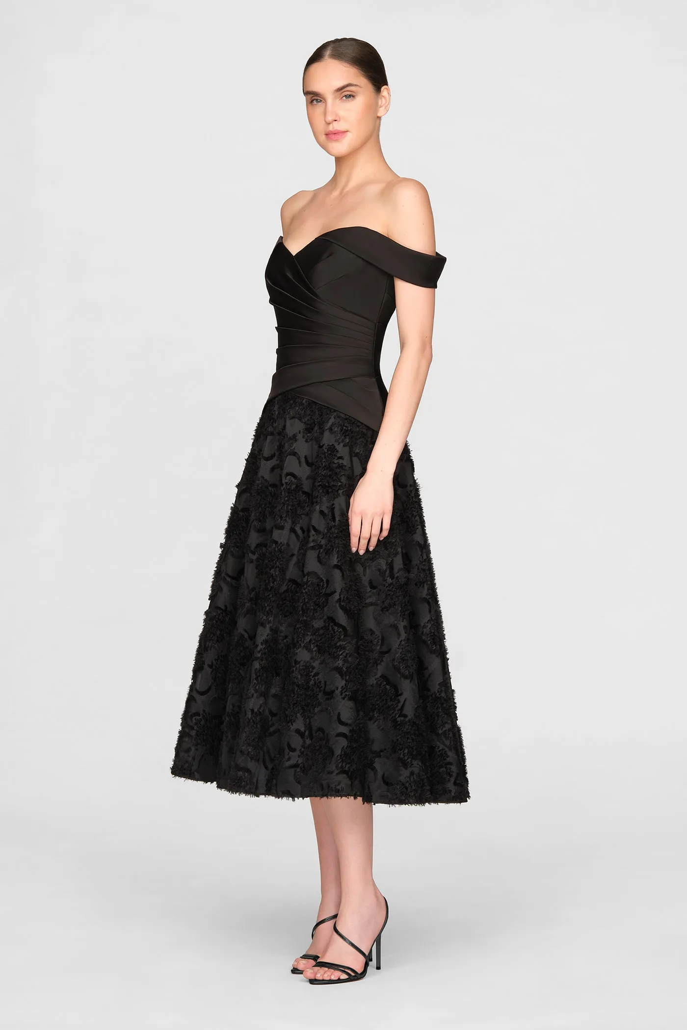 Lila Off Shoulder A Line Dress sold by Theia product image thumbnail 5