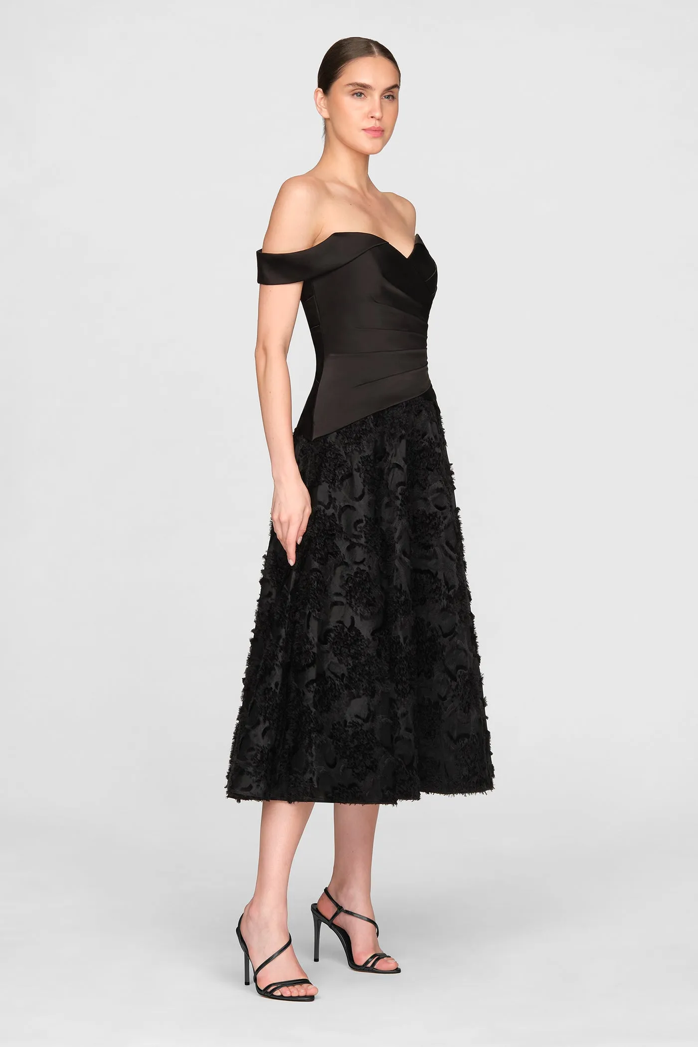 Lila Off Shoulder A Line Dress sold by Theia product image thumbnail 3