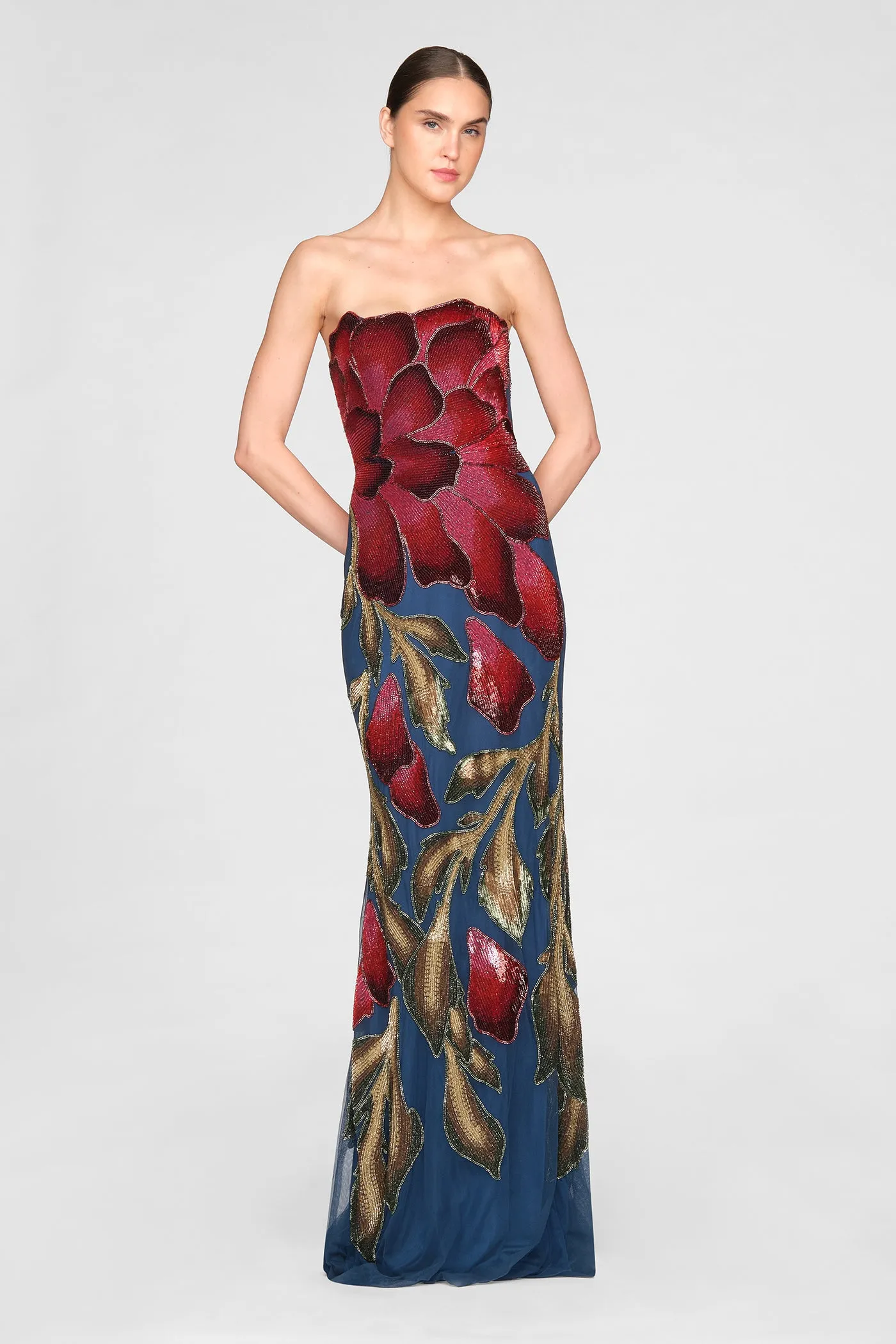 Marie Strapless Beaded Gown sold by Theia