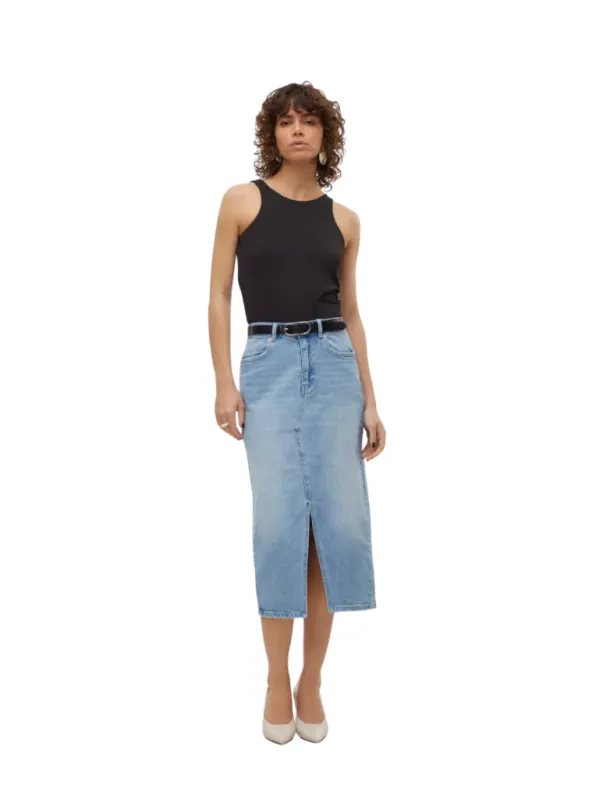 Denim Calf Length Skirt by Vero Moda sold by therapy
