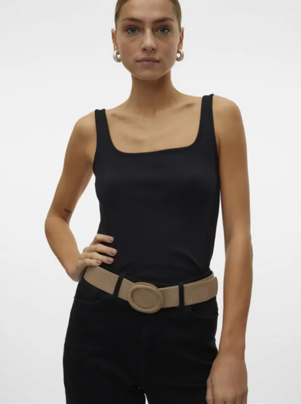 Chloe Square Neck Rib Tank by Vero Moda sold by therapy