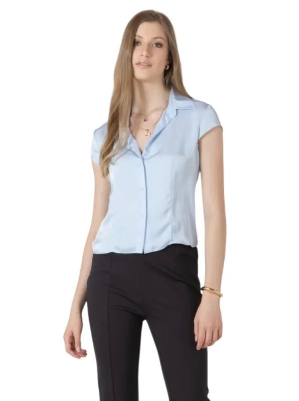 Camille Cap Sleeve Button Blouse by Black Tape made by therapy