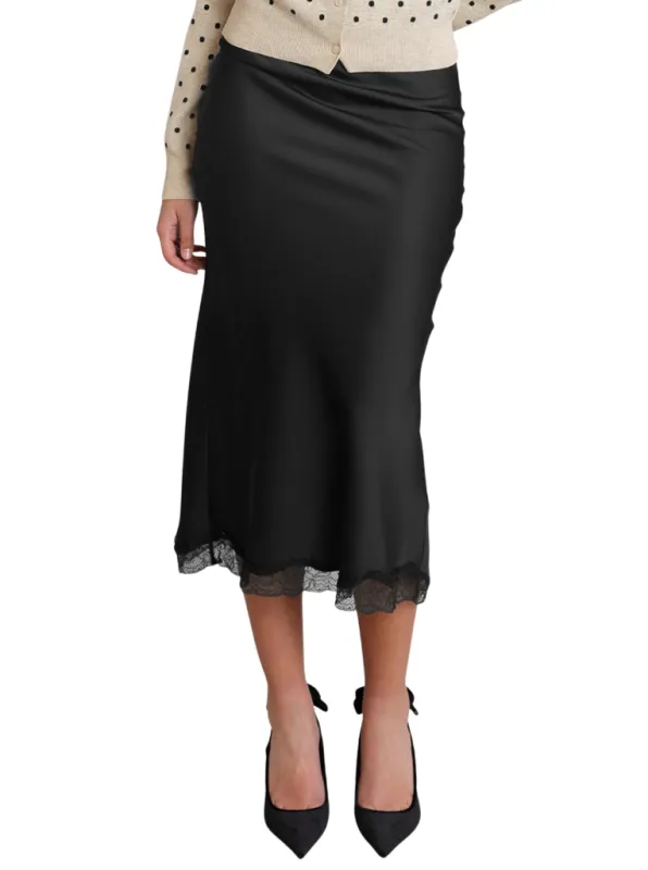 Satin Lace Trim Skirt by Dex made by therapy