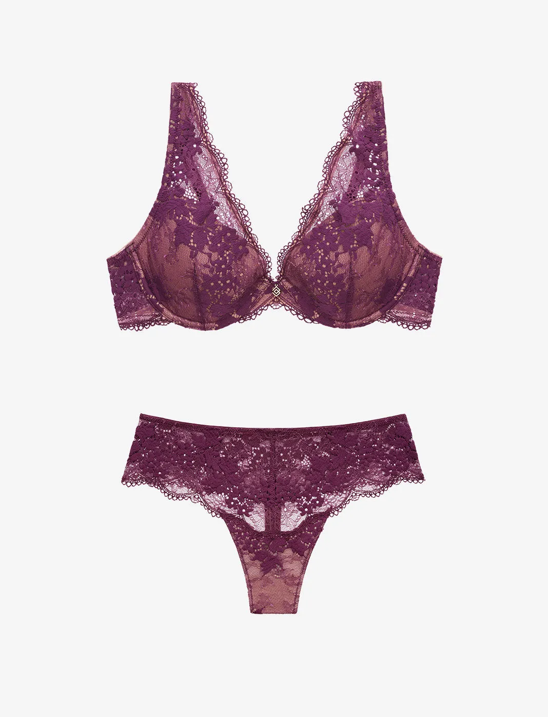 All Day Lace Uplift Plunge + Thong Set sold by ThirdLove