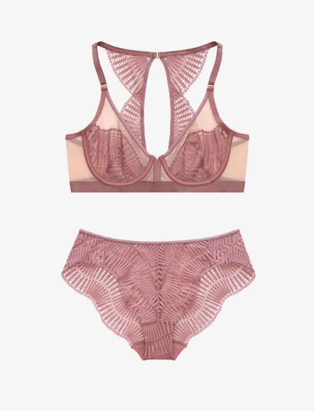 Fleur Lace Unlined Racerback Bra + Cheeky Set sold by ThirdLove