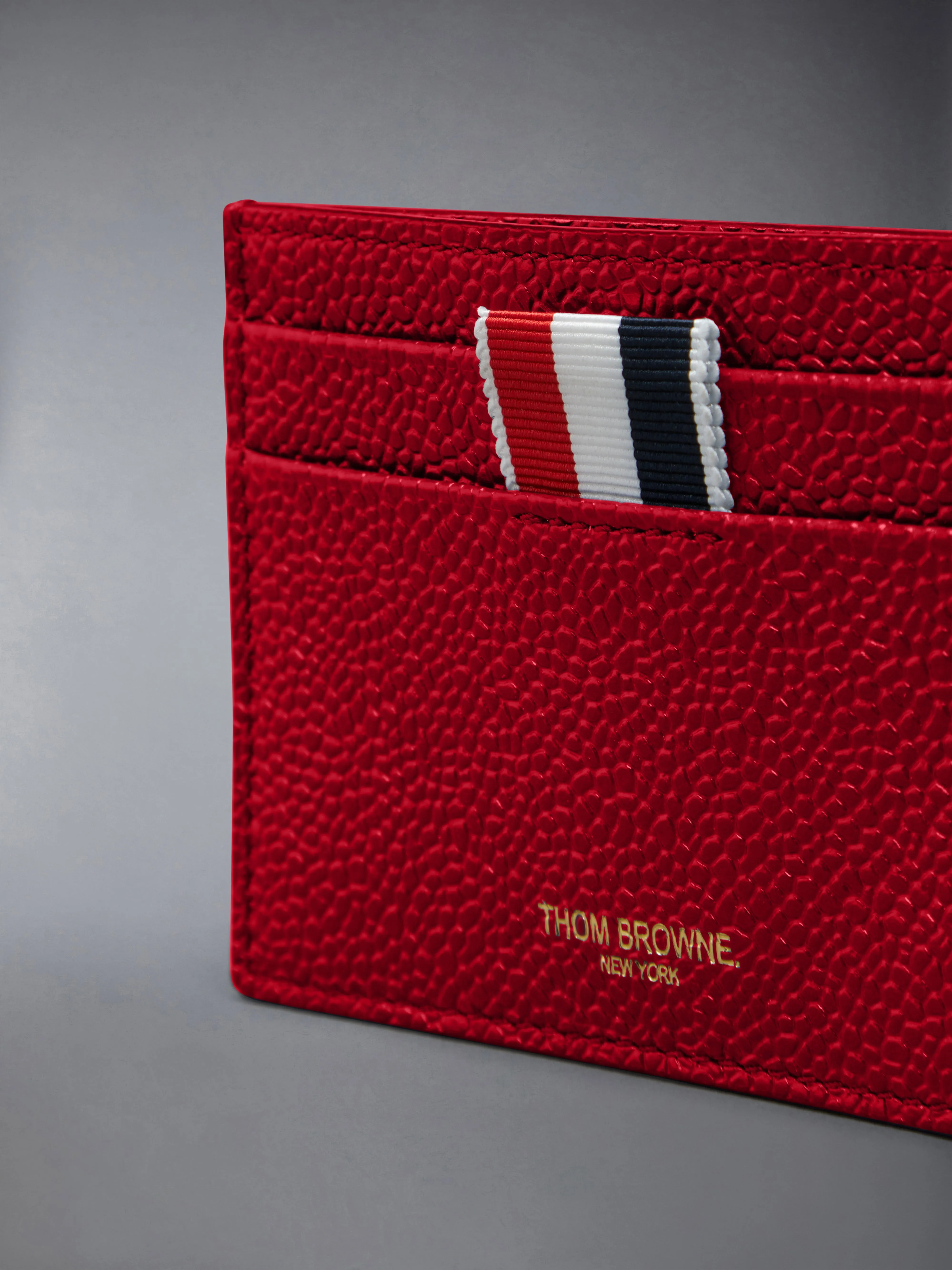 PEBBLE GRAIN LEATHER SINGLE CARD HOLDER sold by Thom Browne product image thumbnail 4