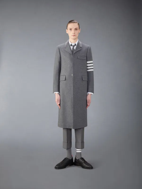 MELTON WOOL 4-BAR CHESTERFIELD OVERCOAT sold by Thom Browne