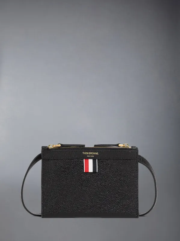 PEBBLE GRAIN MINI DOUBLE DOCUMENT HOLDER CROSSBODY sold by Thom Browne