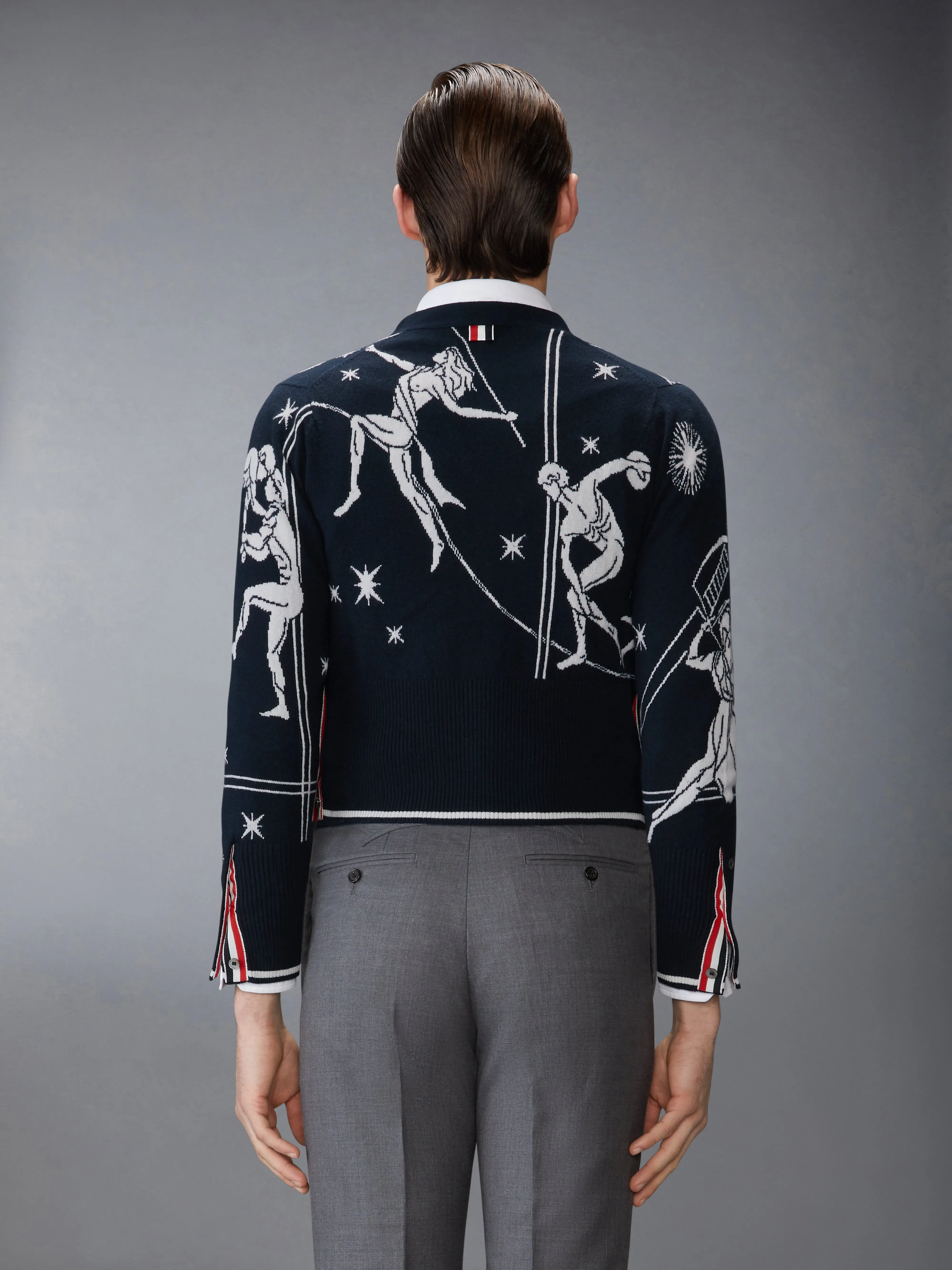 OLYMPIC CONSTELLATION CLASSIC CASHMERE V NECK CARDIGAN sold by Thom Browne product image thumbnail 3