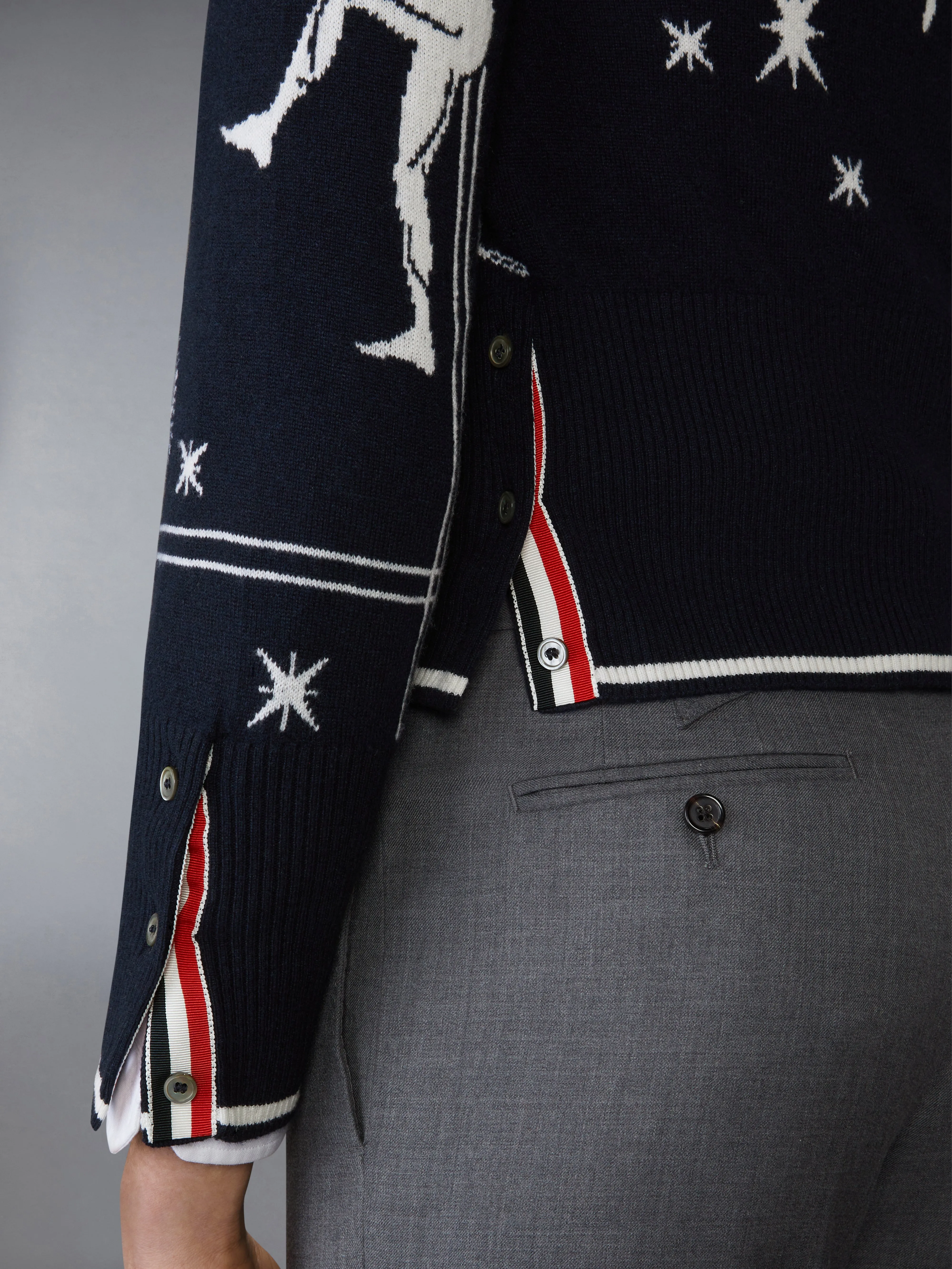 OLYMPIC CONSTELLATION CLASSIC CASHMERE V NECK CARDIGAN sold by Thom Browne product image thumbnail 4