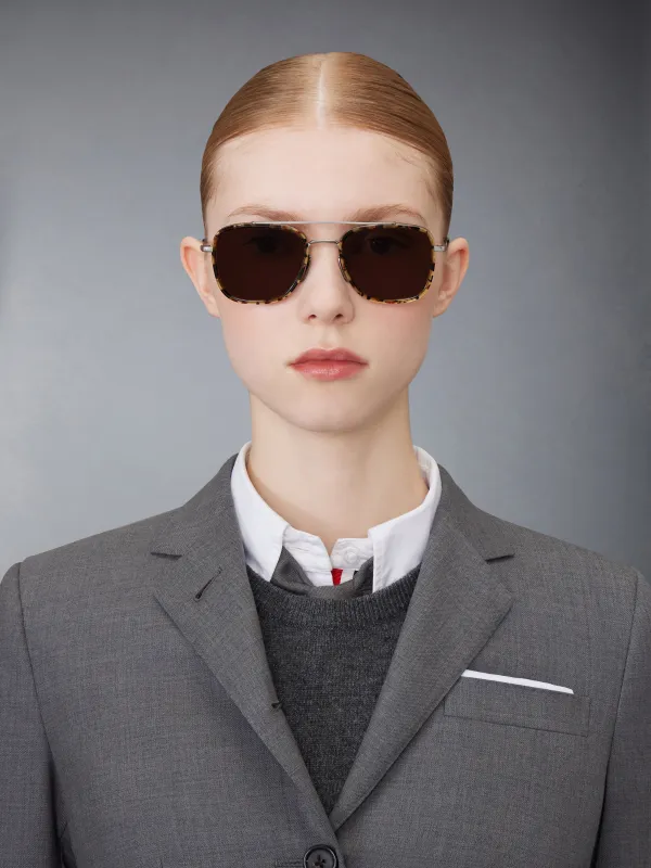 ACETATE AND TITANIUM RECTANGULAR AVIATOR SUNGLASSES sold by Thom Browne