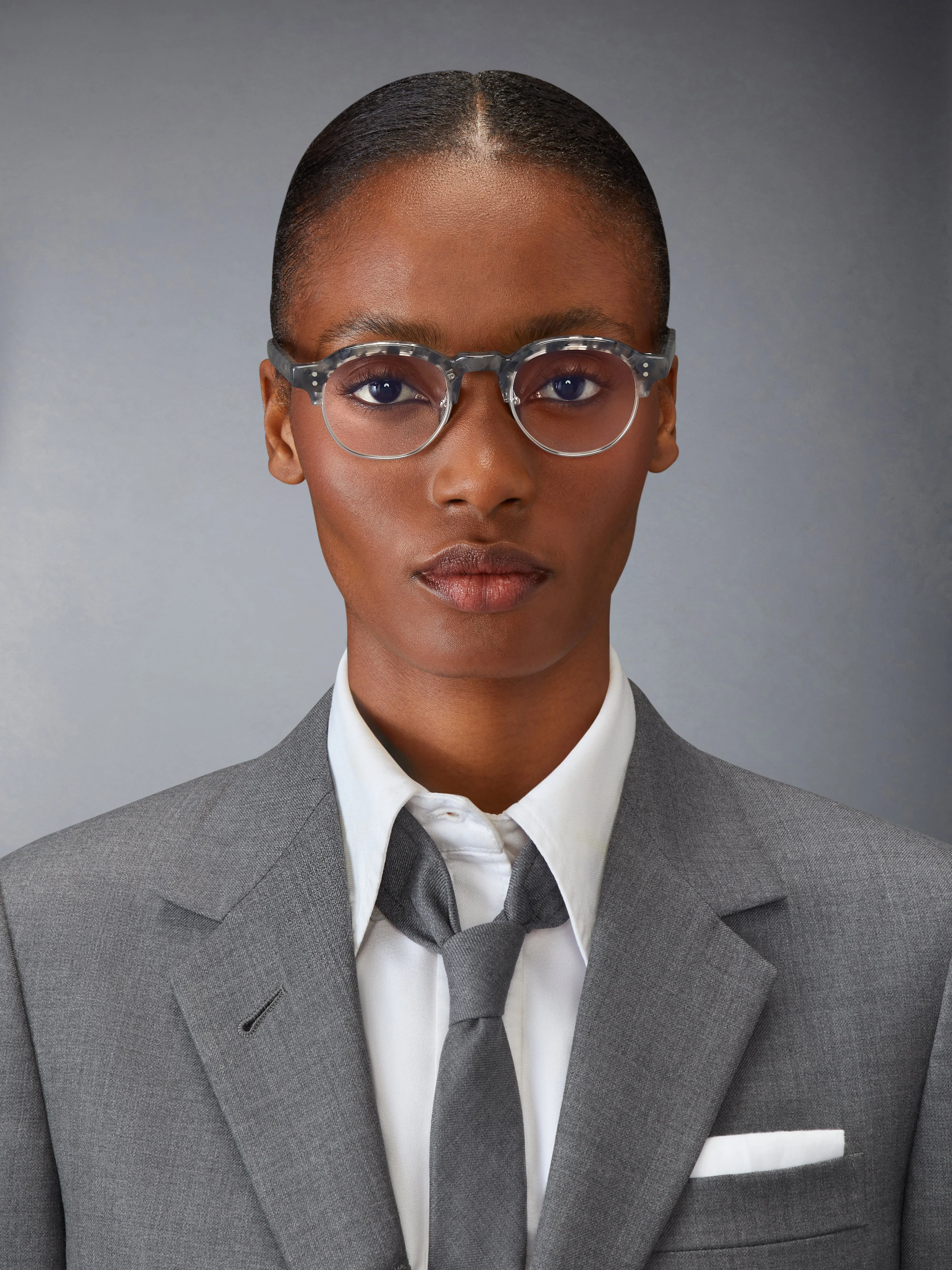 TORTOISE ACETATE AND TITANIUM OVAL EYEGLASSES sold by Thom Browne product image thumbnail 3