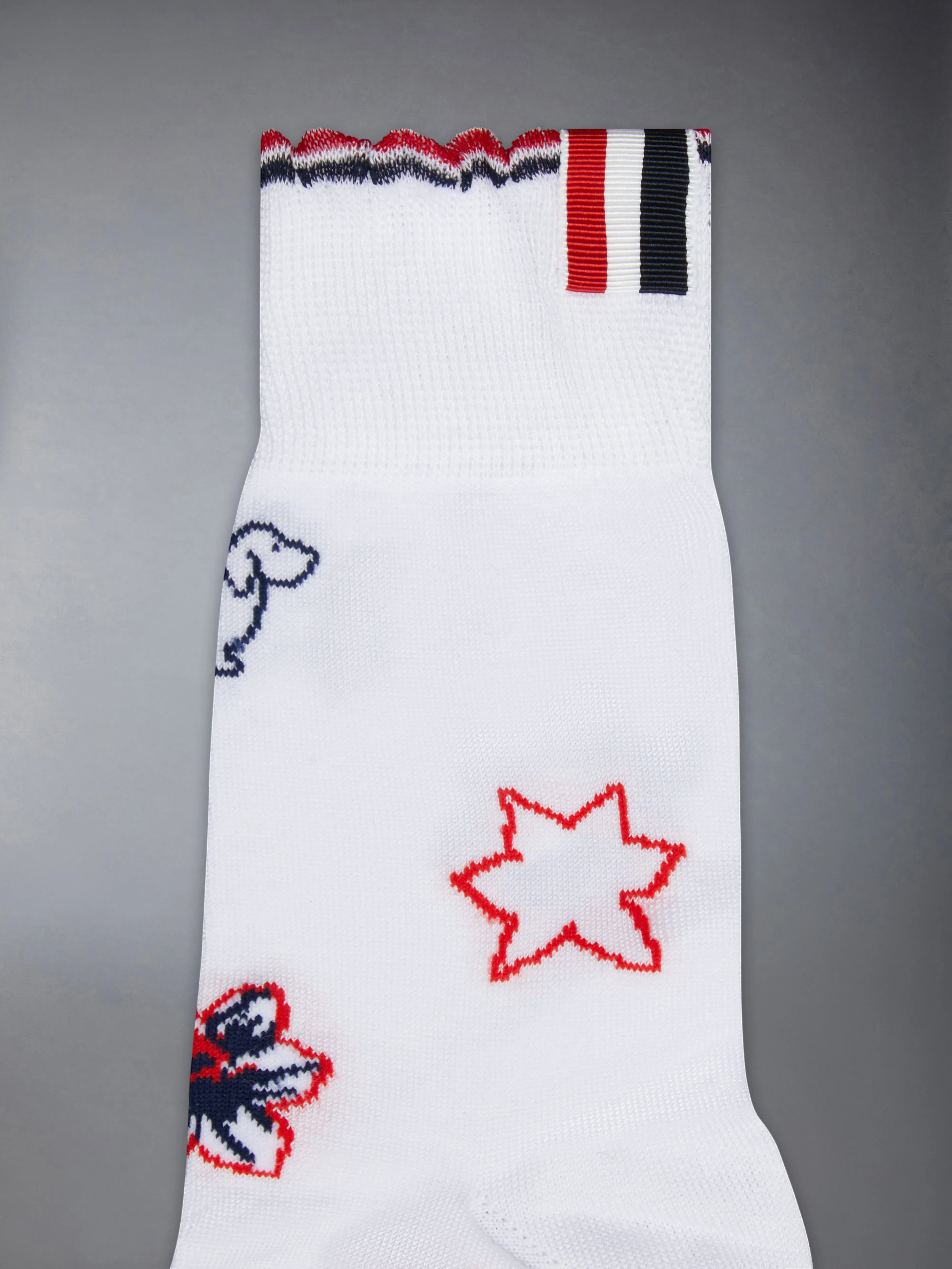COTTON HECTOR FLORAL SCALLOPED ANKLE SOCKS sold by Thom Browne product image thumbnail 2