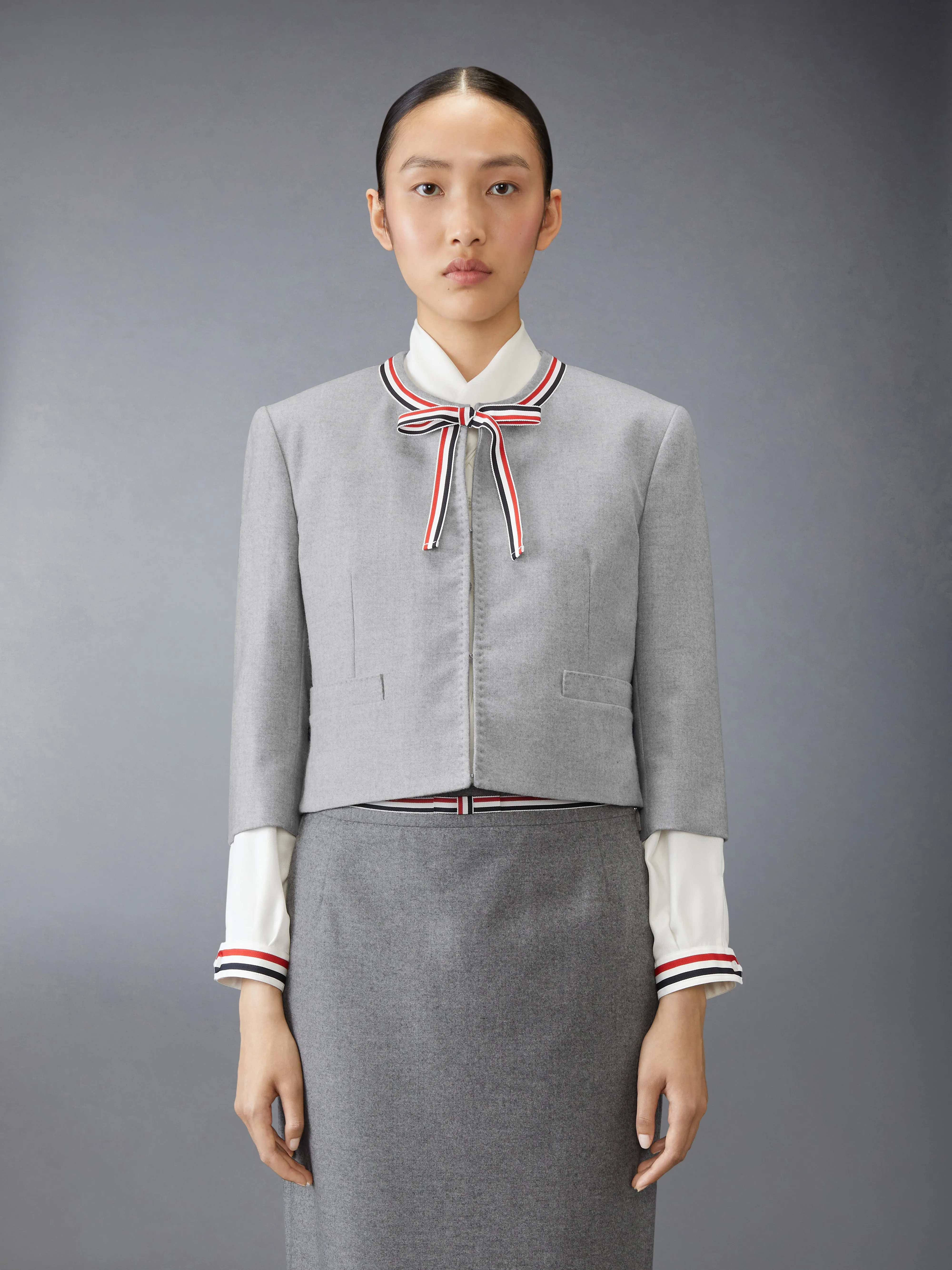 WOOL FLANNEL BOW CARDIGAN JACKET sold by Thom Browne product image thumbnail 2