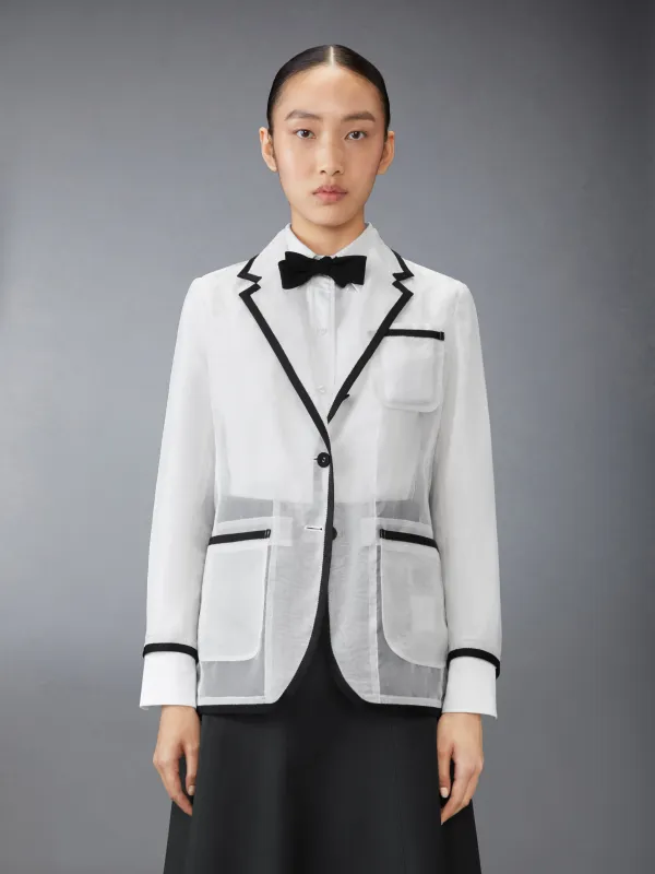 SILK ORGANZA ELONGATED JACKET sold by Thom Browne