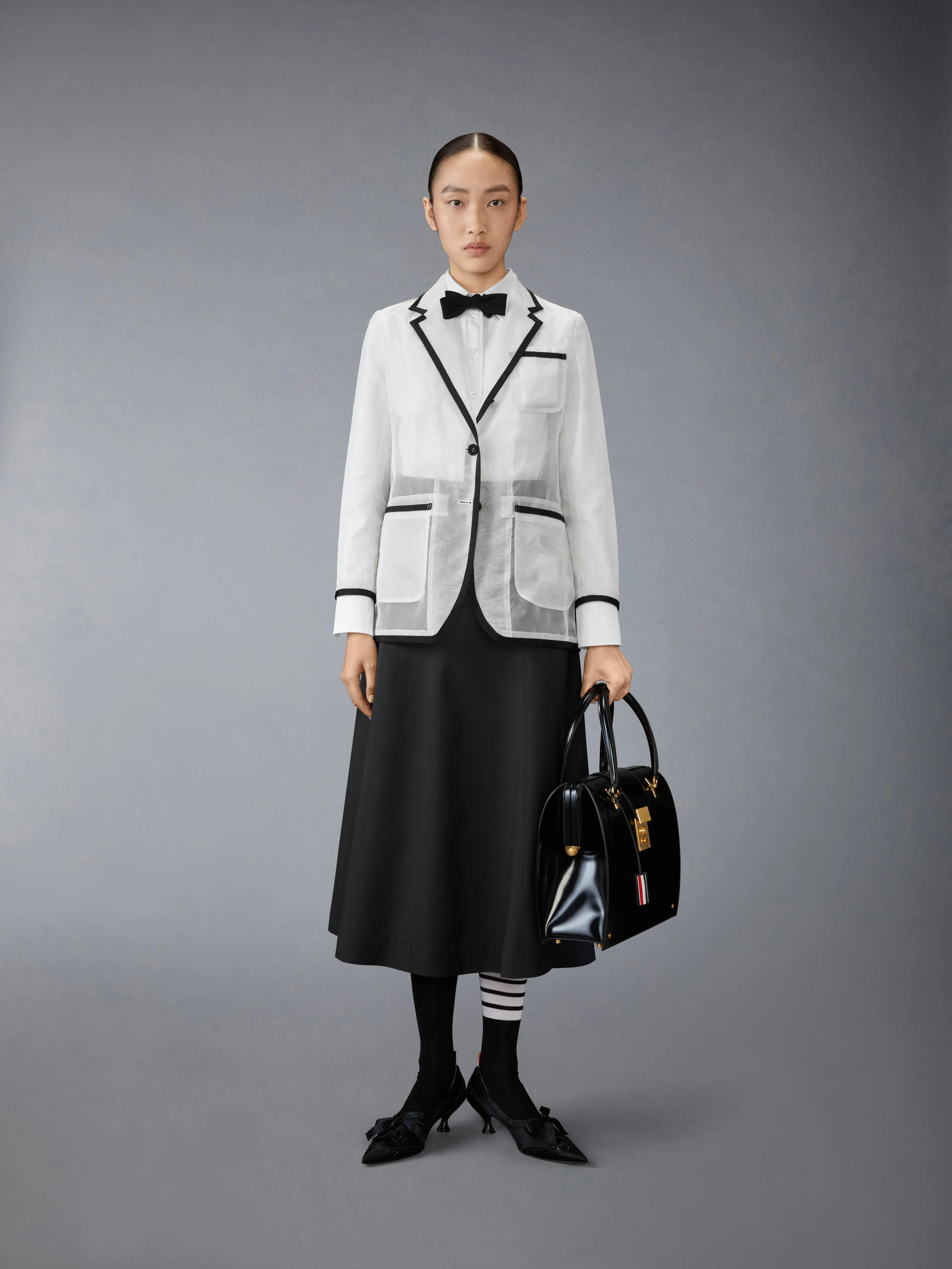 SILK ORGANZA ELONGATED JACKET sold by Thom Browne product image thumbnail 3