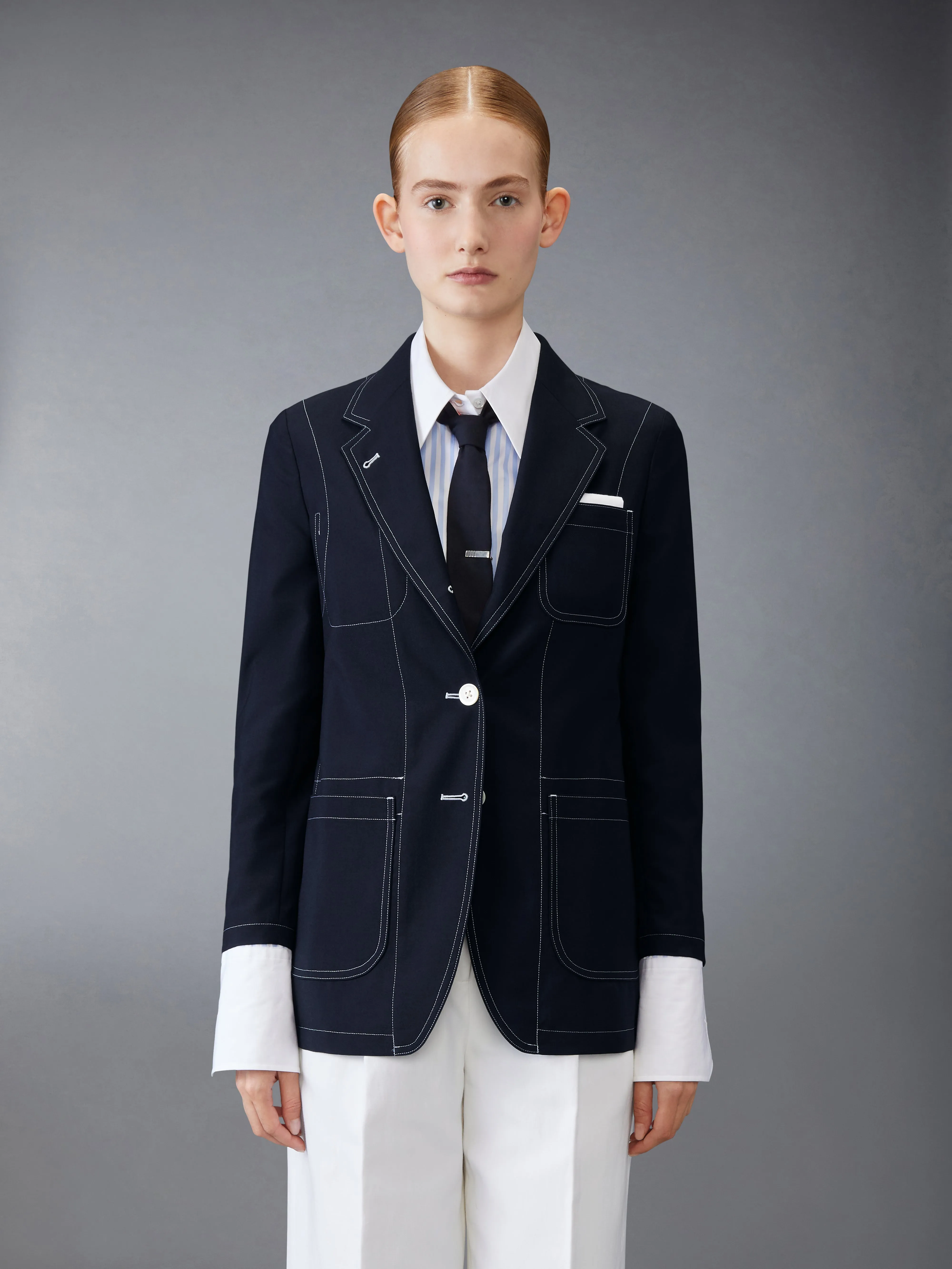 SCHOOL UNIFORM PATCH POCKET JACKET sold by Thom Browne