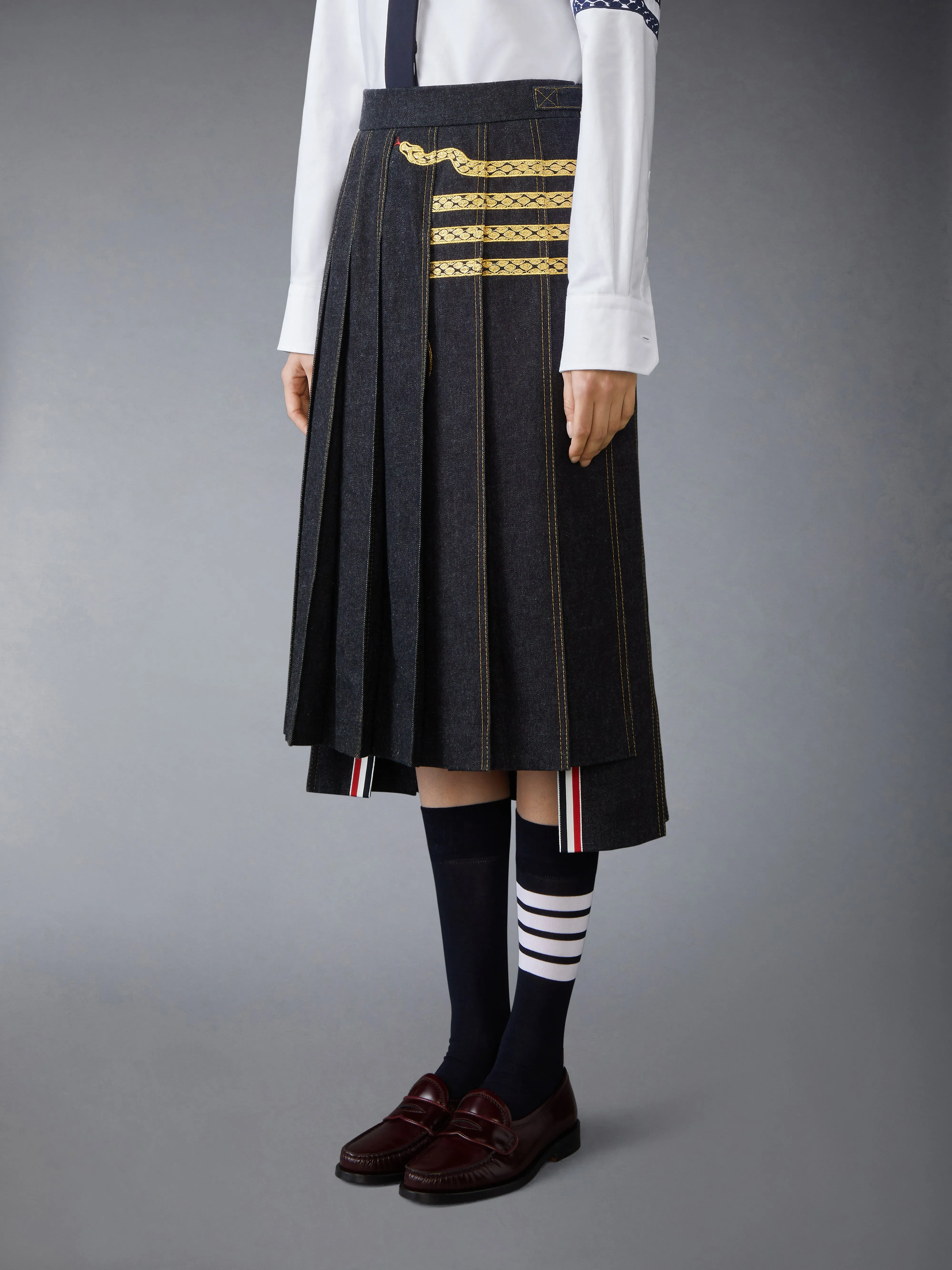 LUNAR NEW YEAR DENIM PLEATED SKIRT sold by Thom Browne product image thumbnail 2