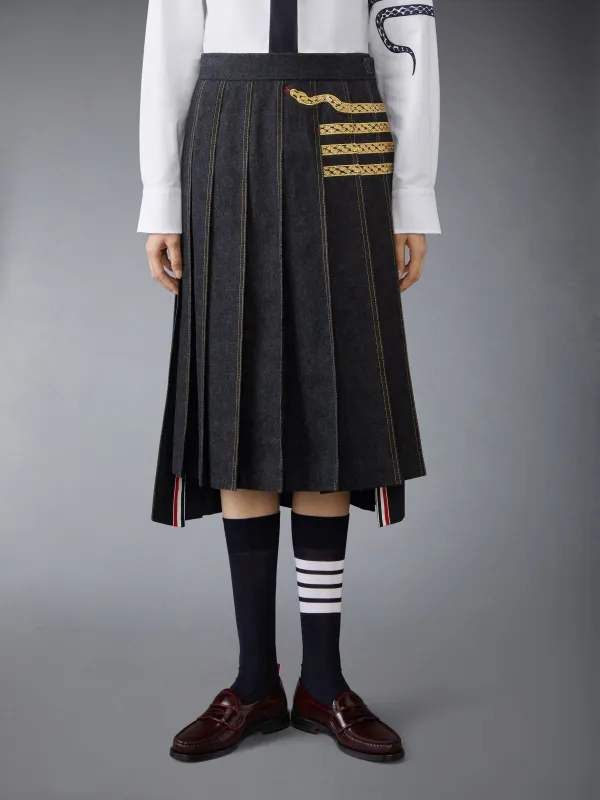 LUNAR NEW YEAR DENIM PLEATED SKIRT made by Thom Browne