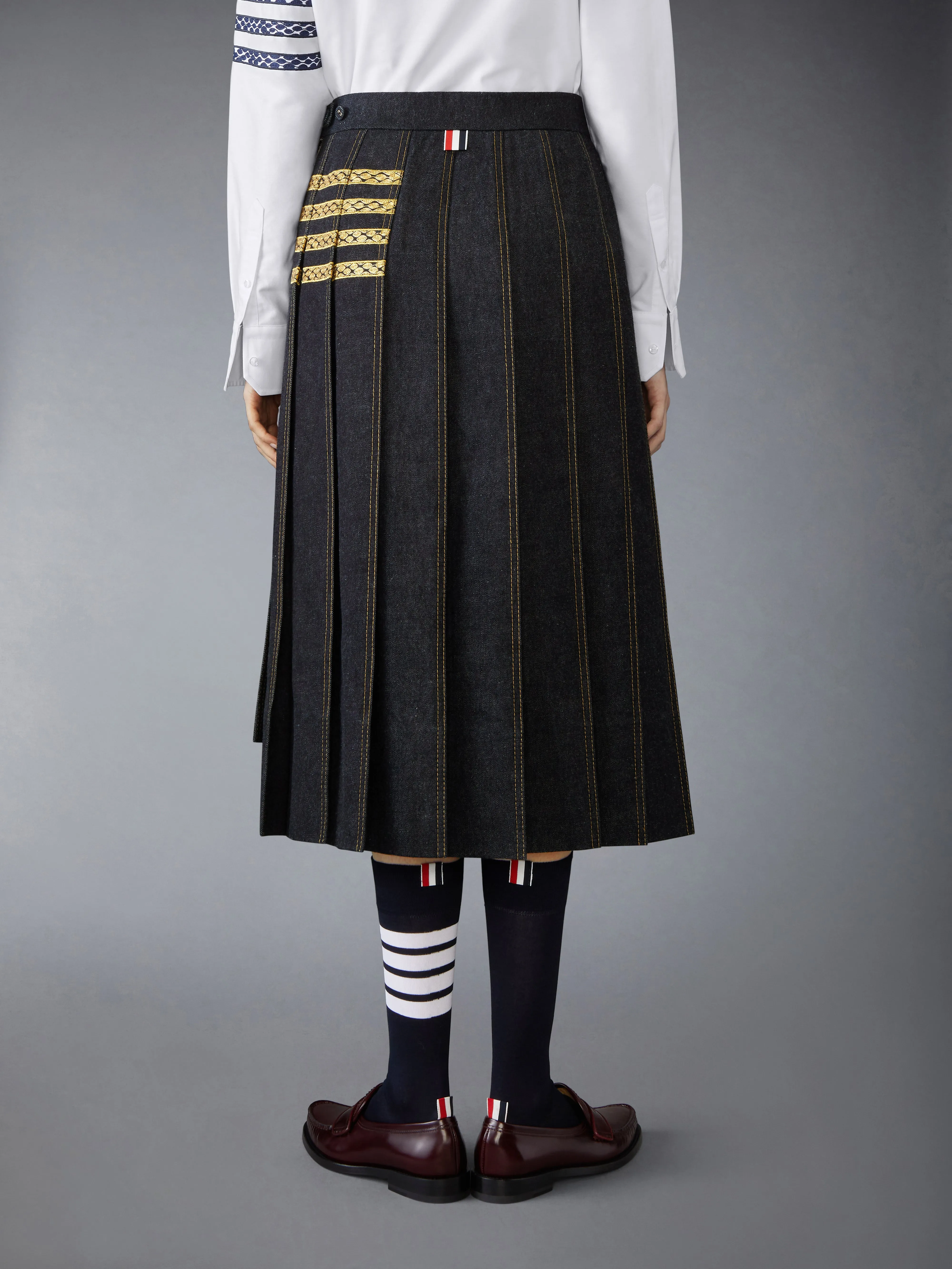 LUNAR NEW YEAR DENIM PLEATED SKIRT sold by Thom Browne product image thumbnail 3