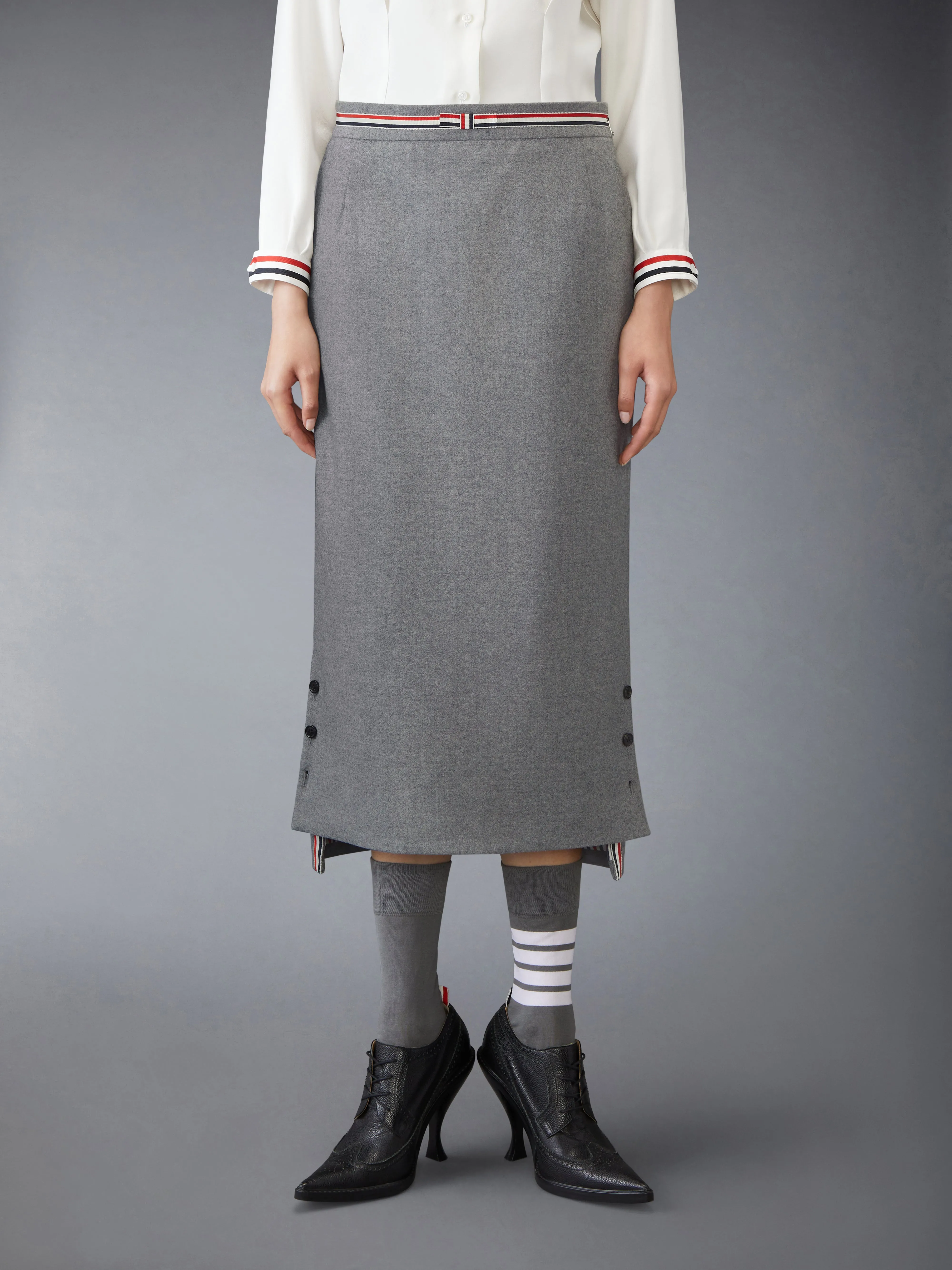 WOOL FLANNEL BOW SKIRT sold by Thom Browne