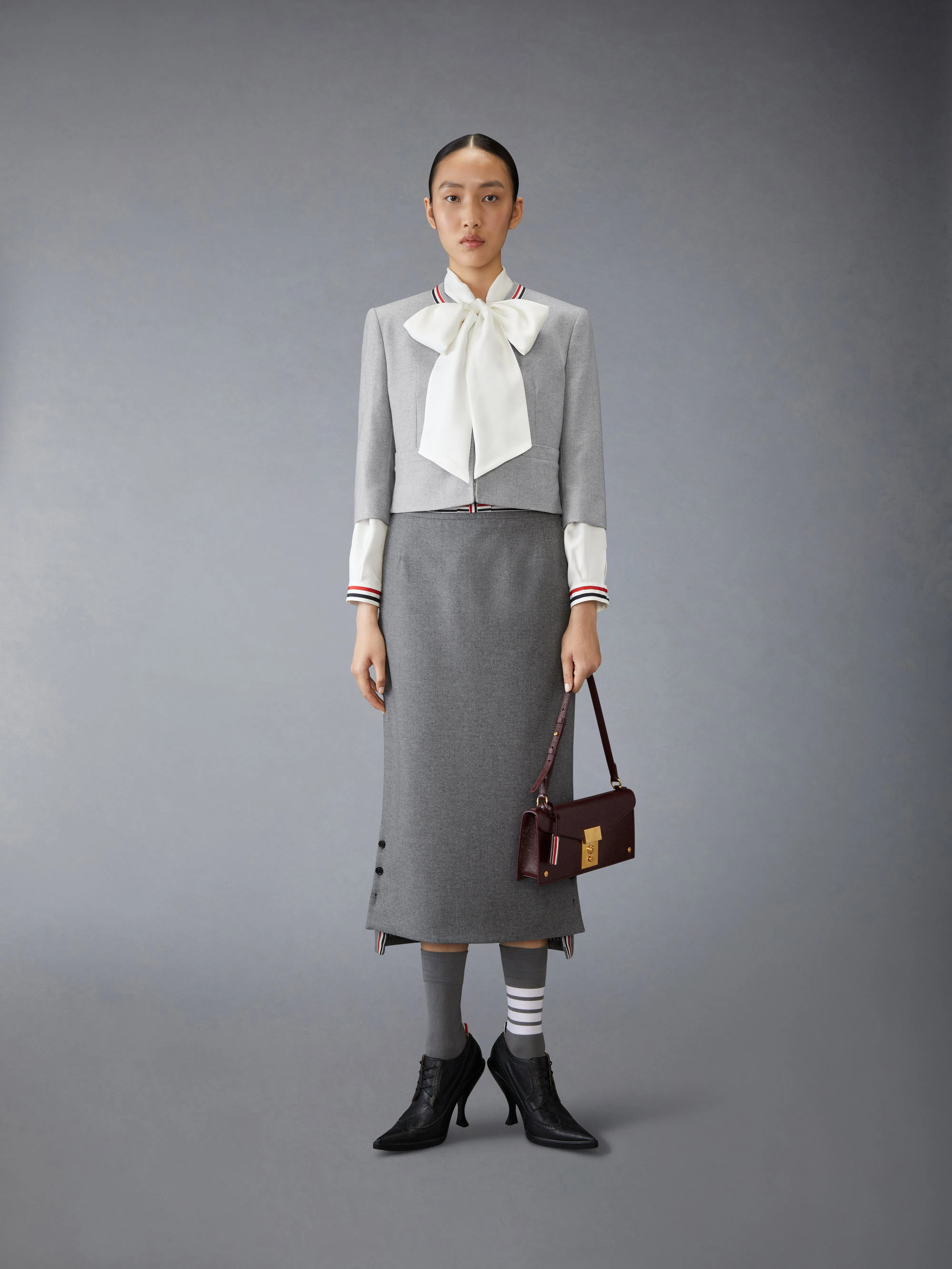 WOOL FLANNEL BOW SKIRT sold by Thom Browne product image thumbnail 4