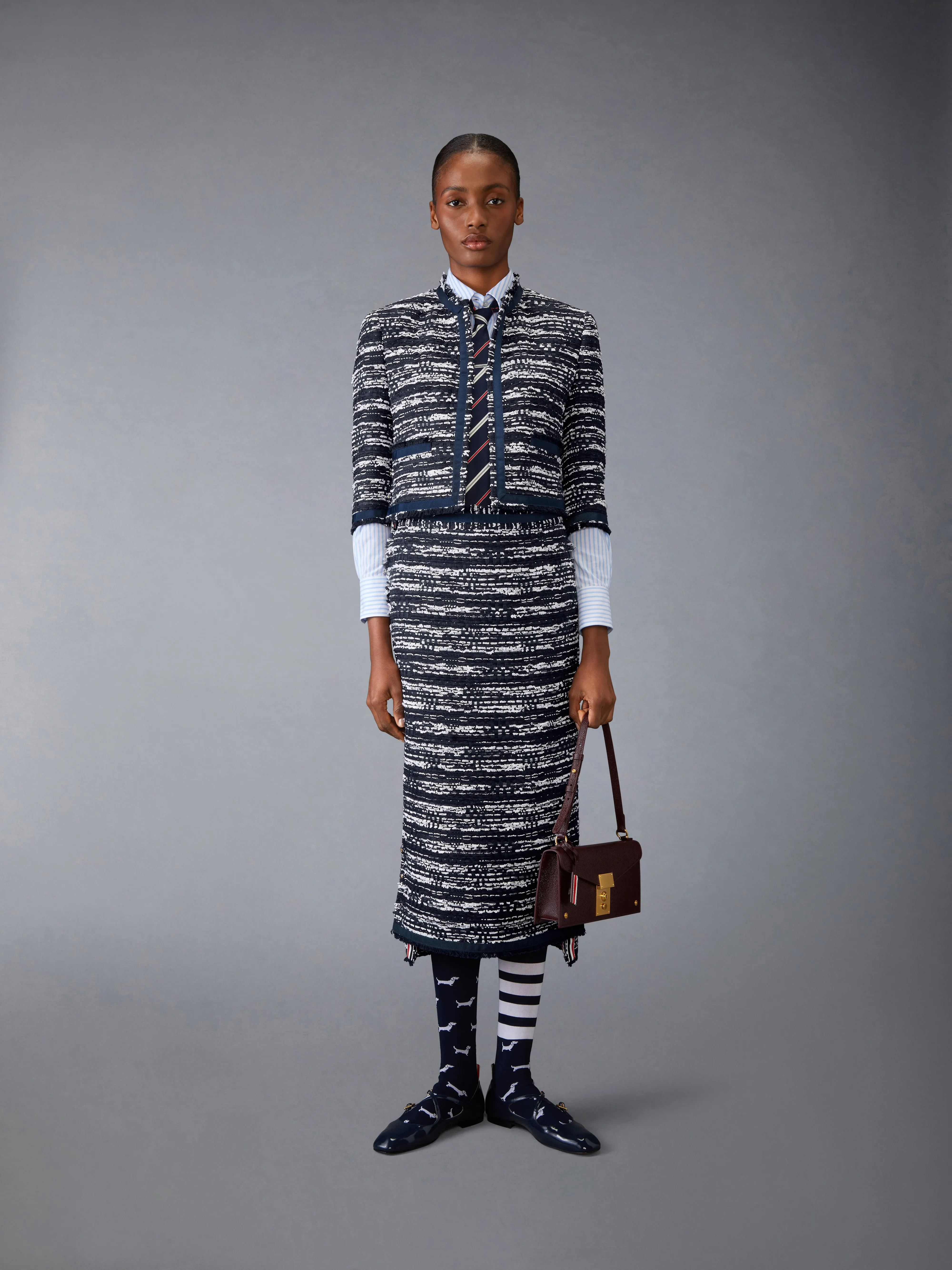 MELANGE TULLE YARN TWEED SKIRT sold by Thom Browne product image thumbnail 4