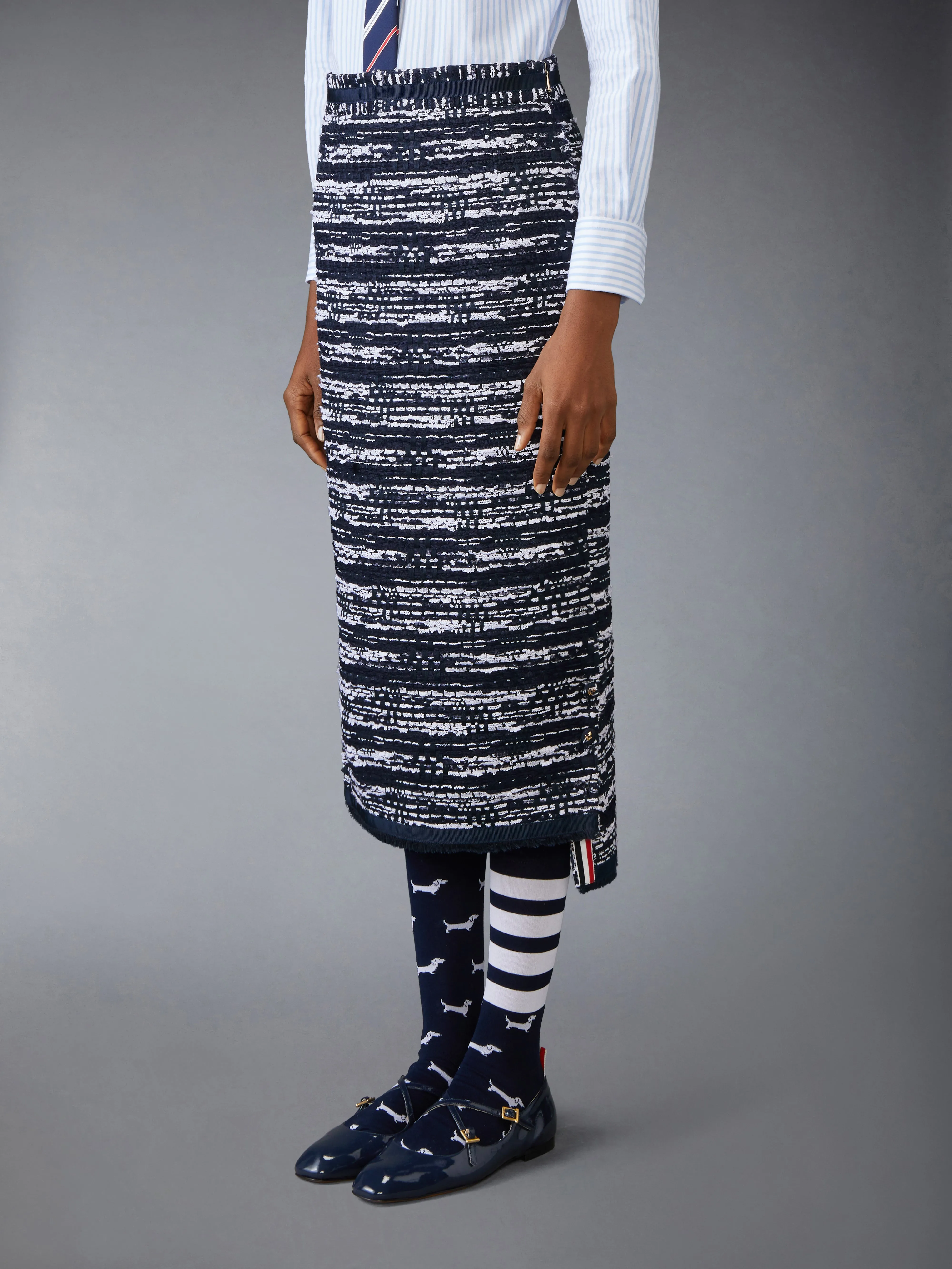 MELANGE TULLE YARN TWEED SKIRT sold by Thom Browne product image thumbnail 2